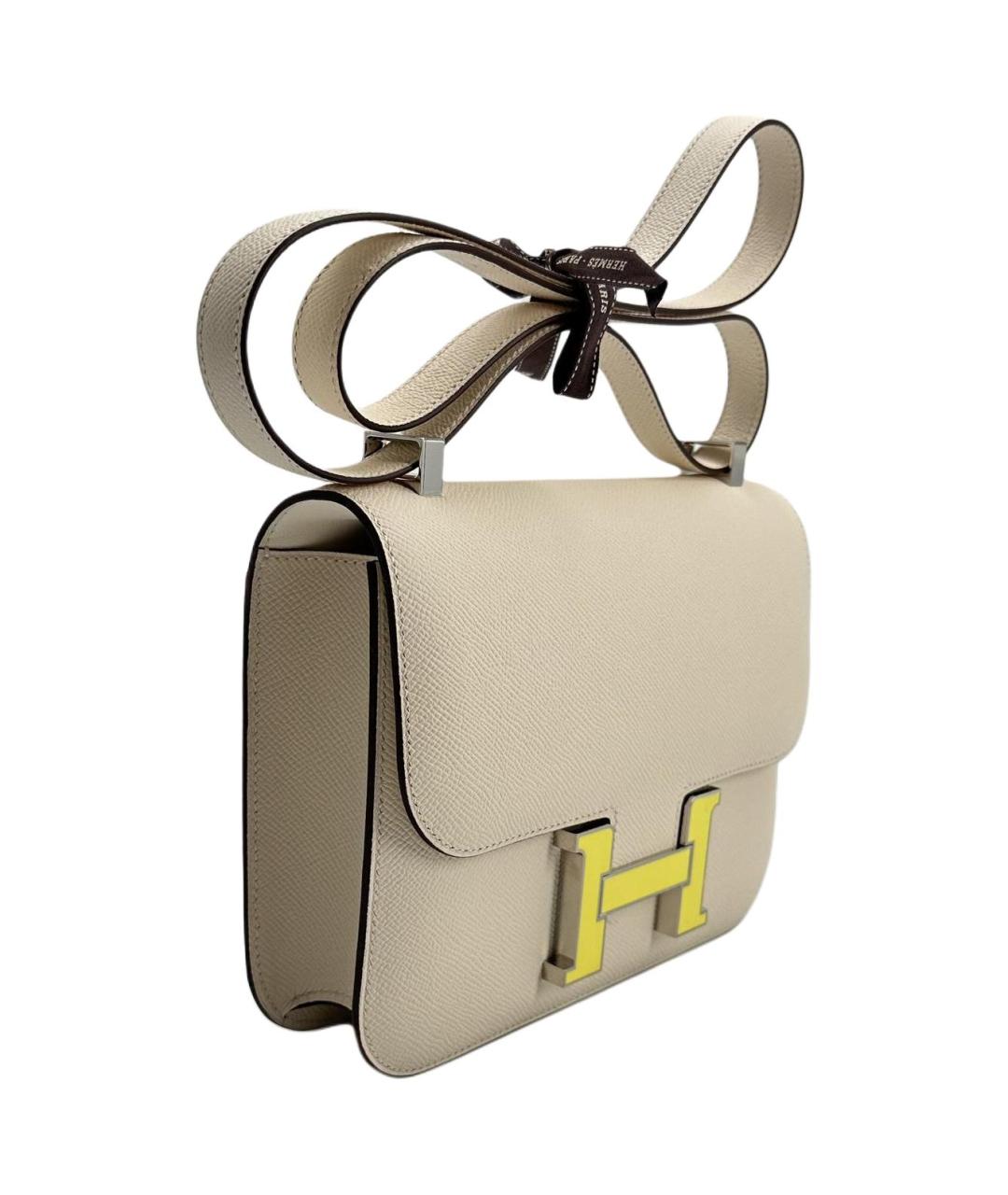 HERMES Бежевая кожаная сумка через плечо, фото 2