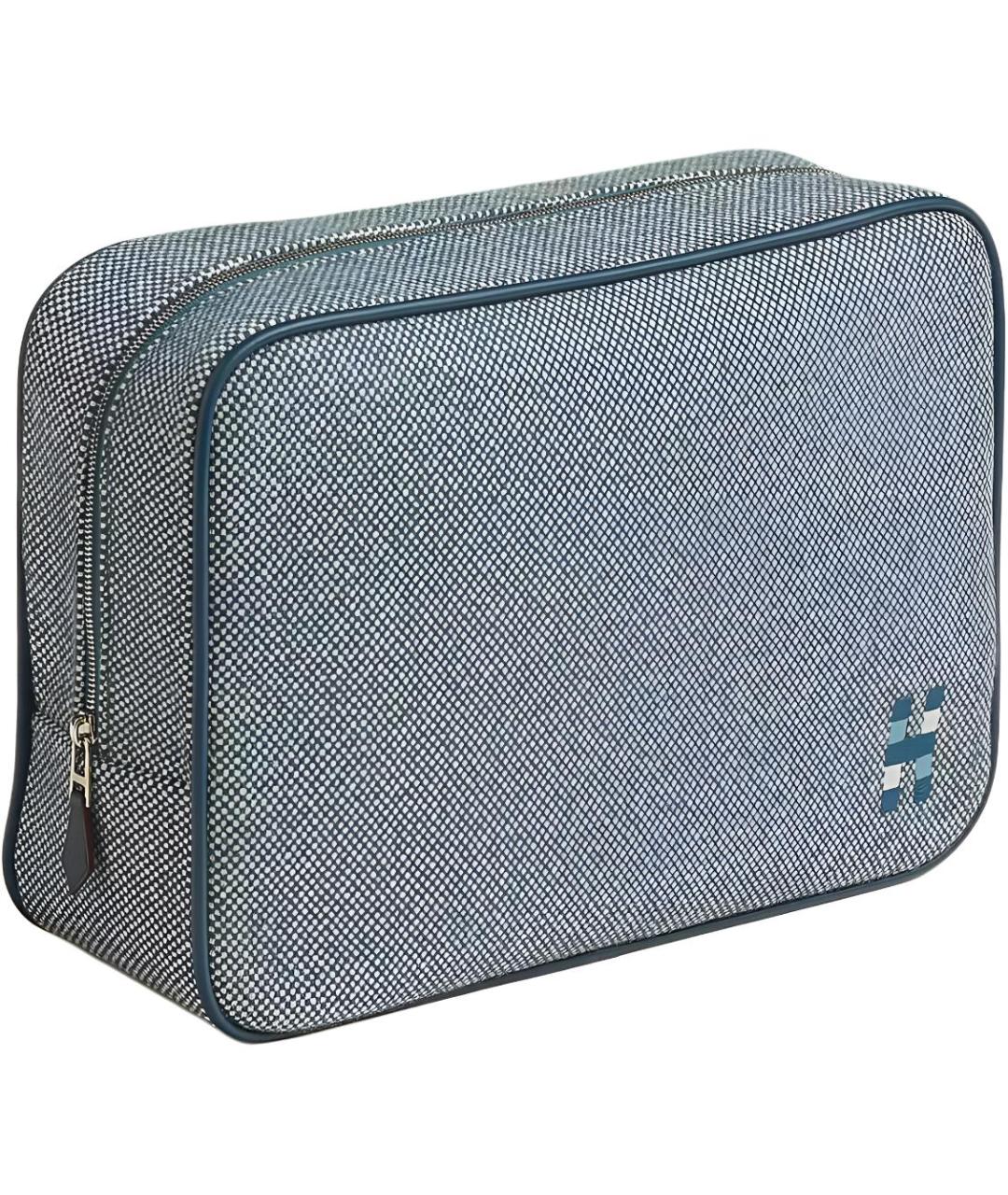 HERMES Голубая шерстяная косметичка, фото 1