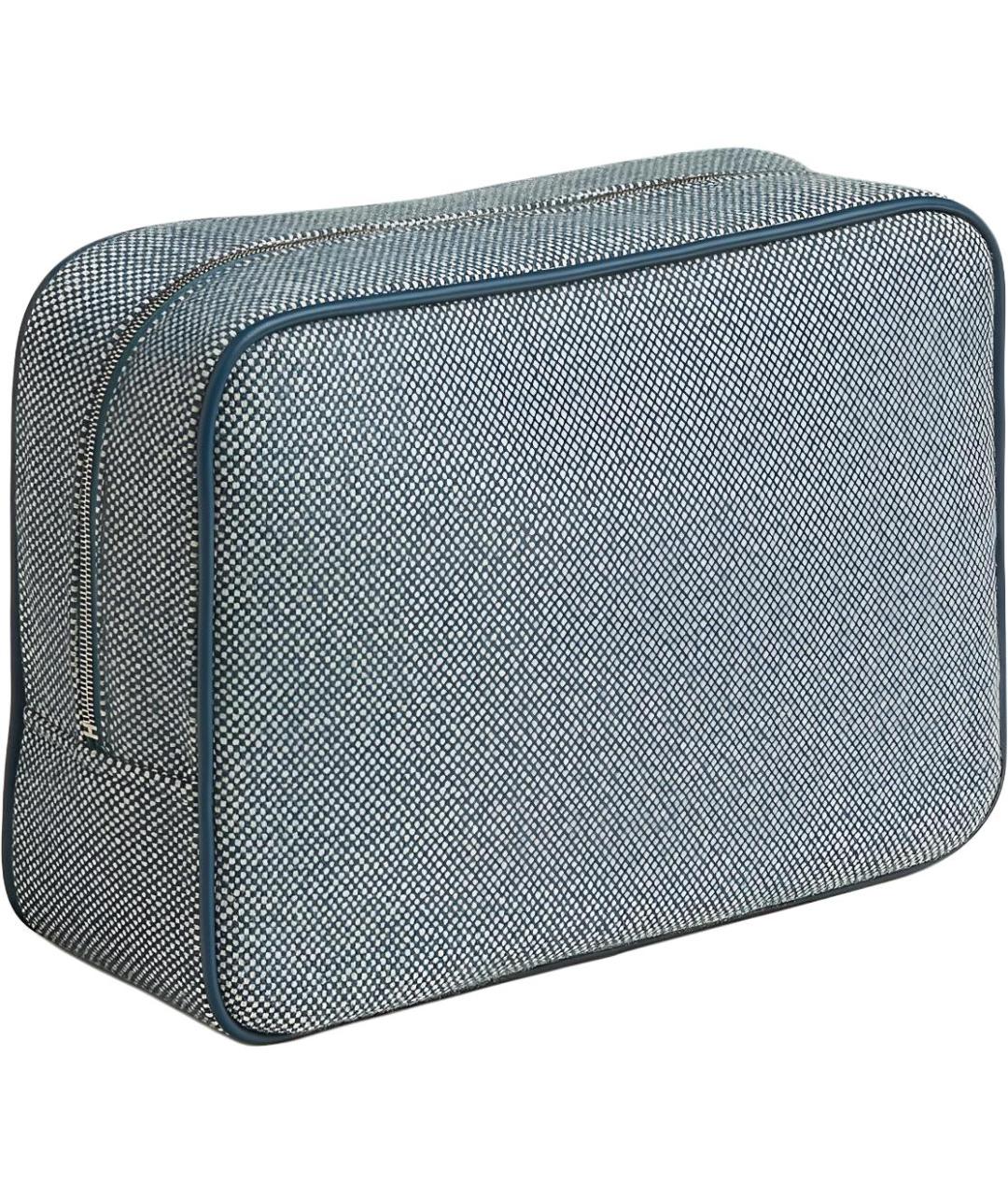 HERMES Голубая шерстяная косметичка, фото 2