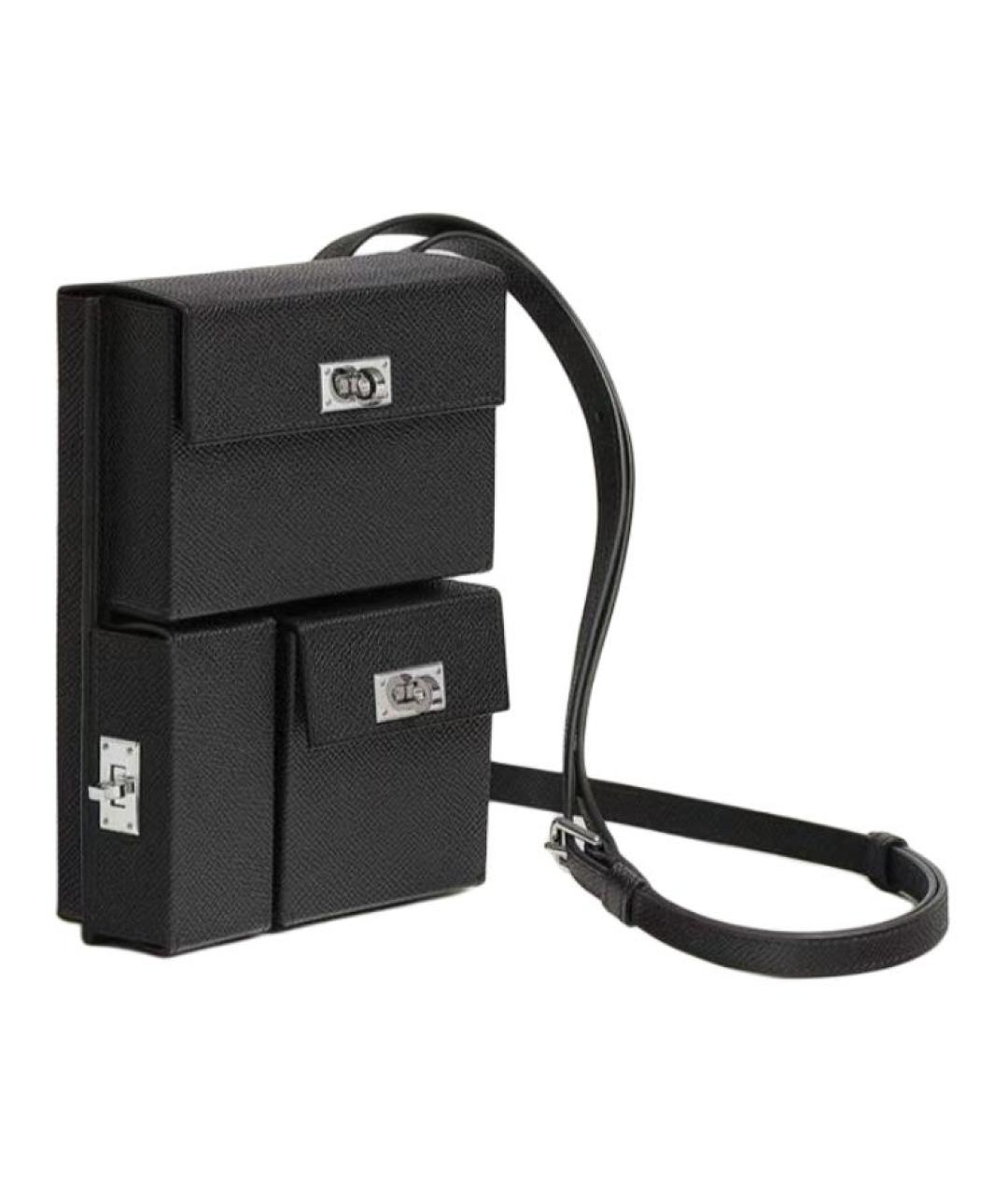 HERMES Черная кожаная сумка через плечо, фото 2