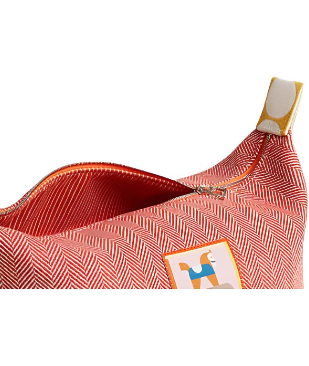 HERMES Оранжевая тканевая косметичка, фото 3