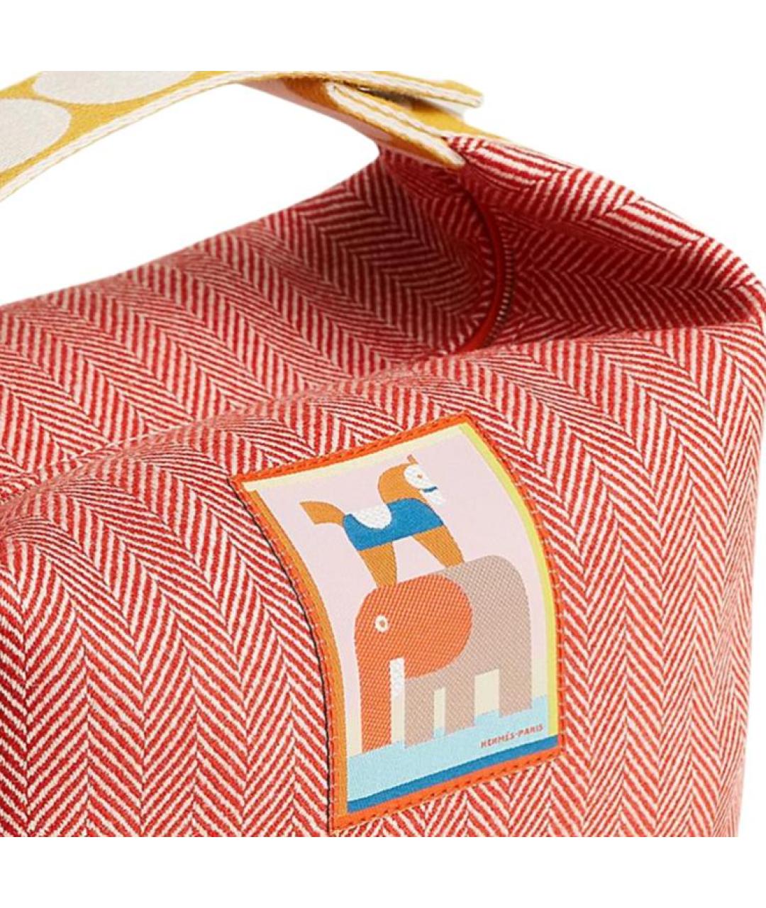HERMES Оранжевая тканевая косметичка, фото 4
