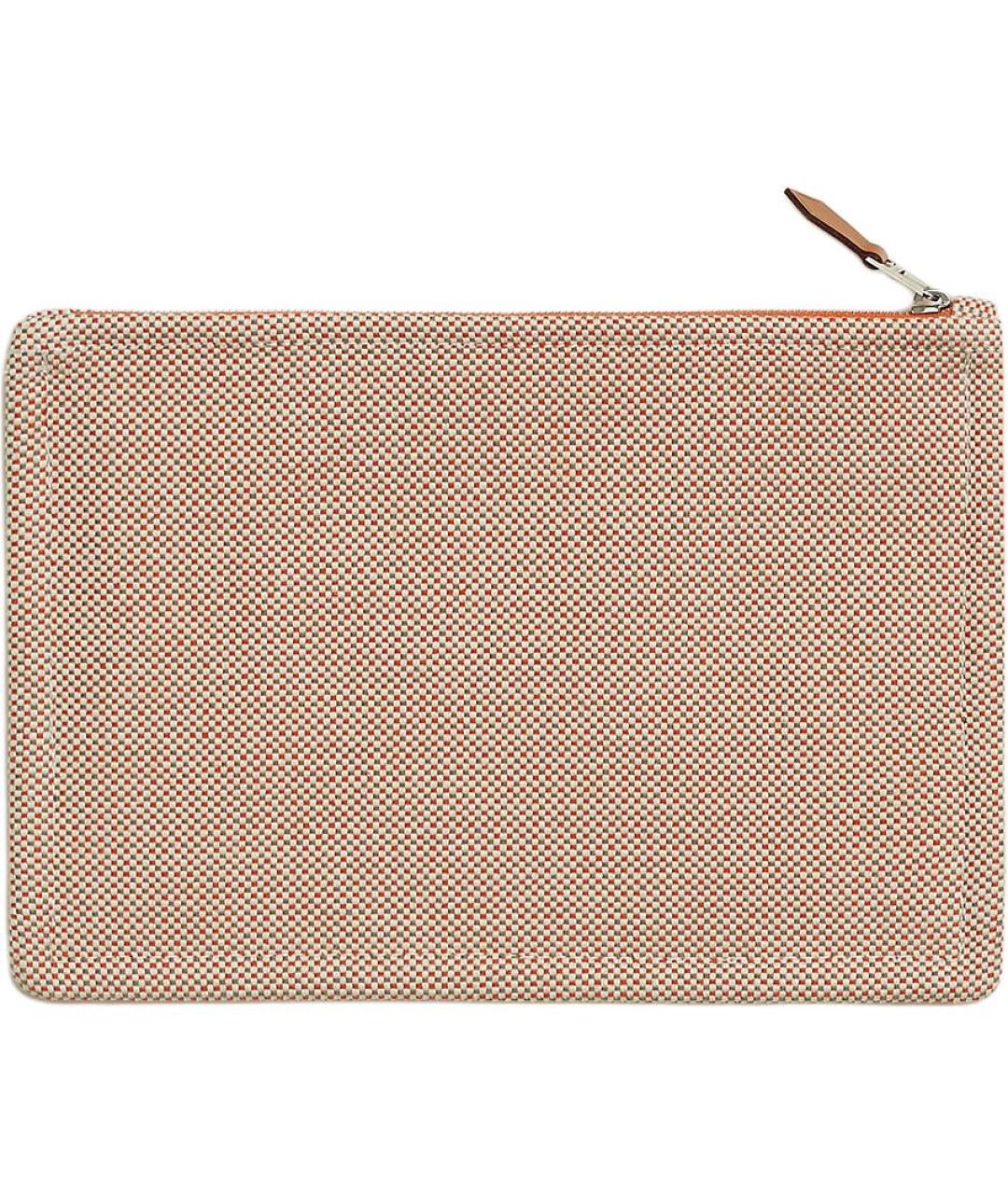 HERMES Оранжевая хлопковая косметичка, фото 2