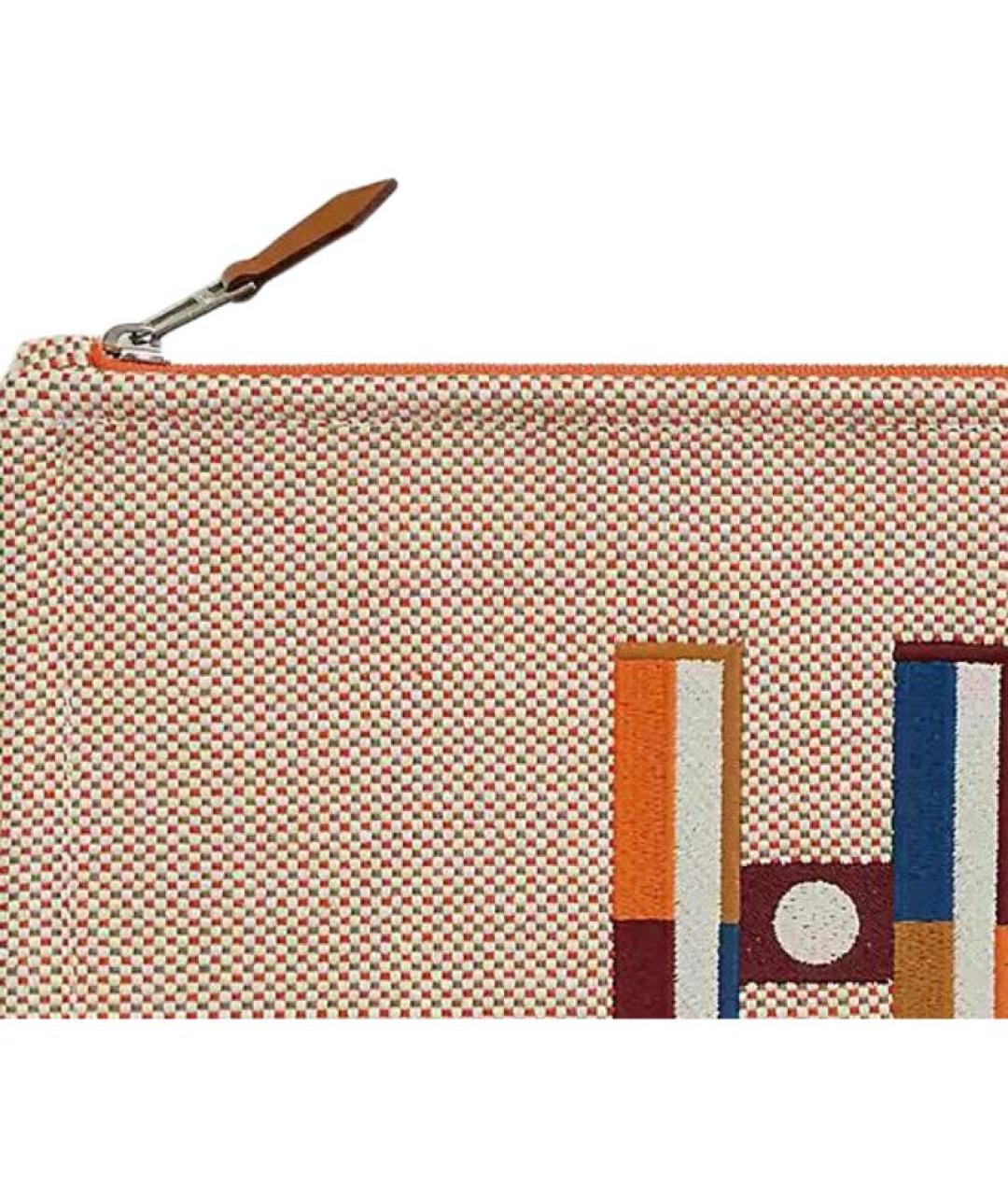 HERMES Оранжевая хлопковая косметичка, фото 3