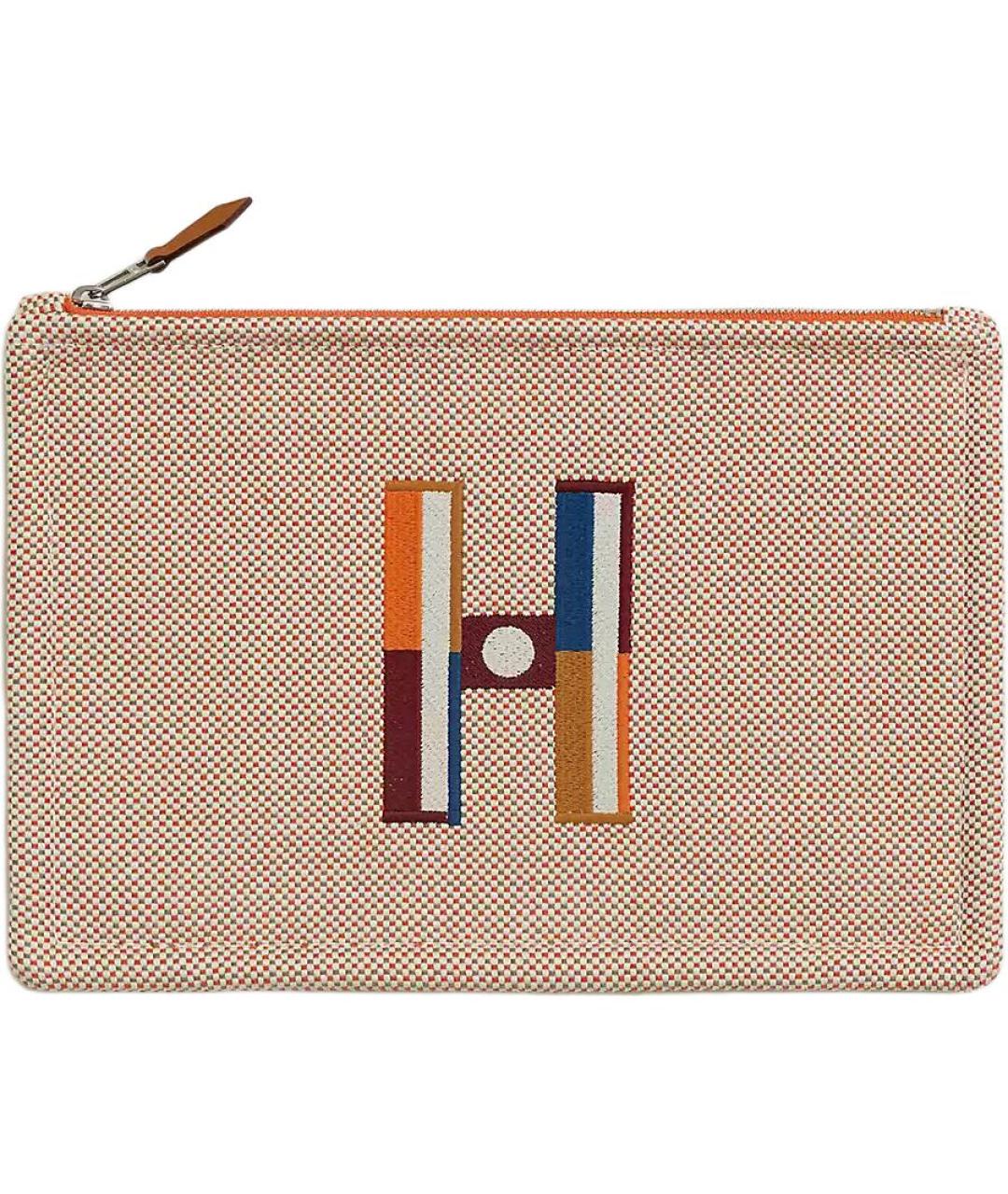 HERMES Оранжевая хлопковая косметичка, фото 1