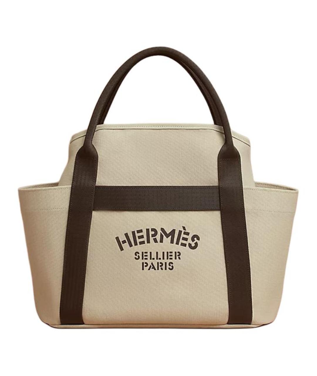 HERMES Бежевая хлопковая сумка через плечо, фото 1
