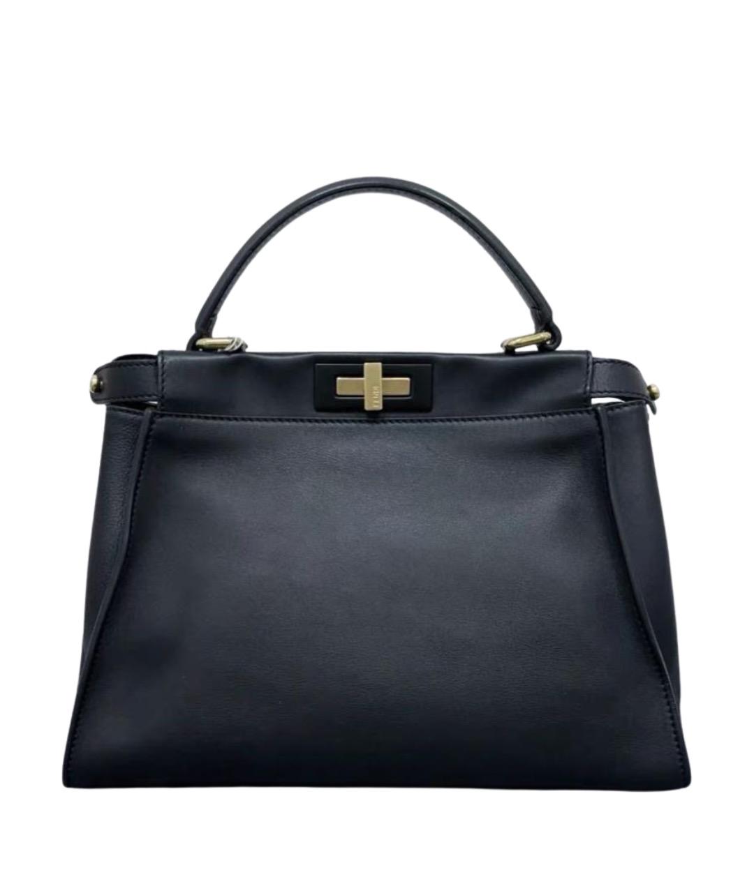 FENDI Черная кожаная сумка с короткими ручками, фото 1