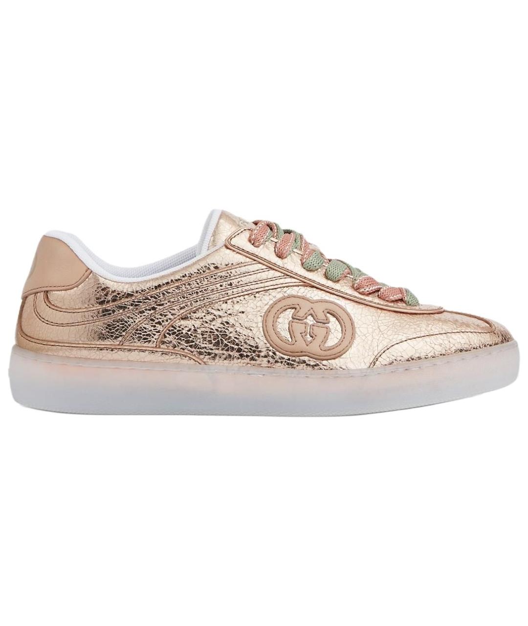 GUCCI Розовые кожаные кеды, фото 1