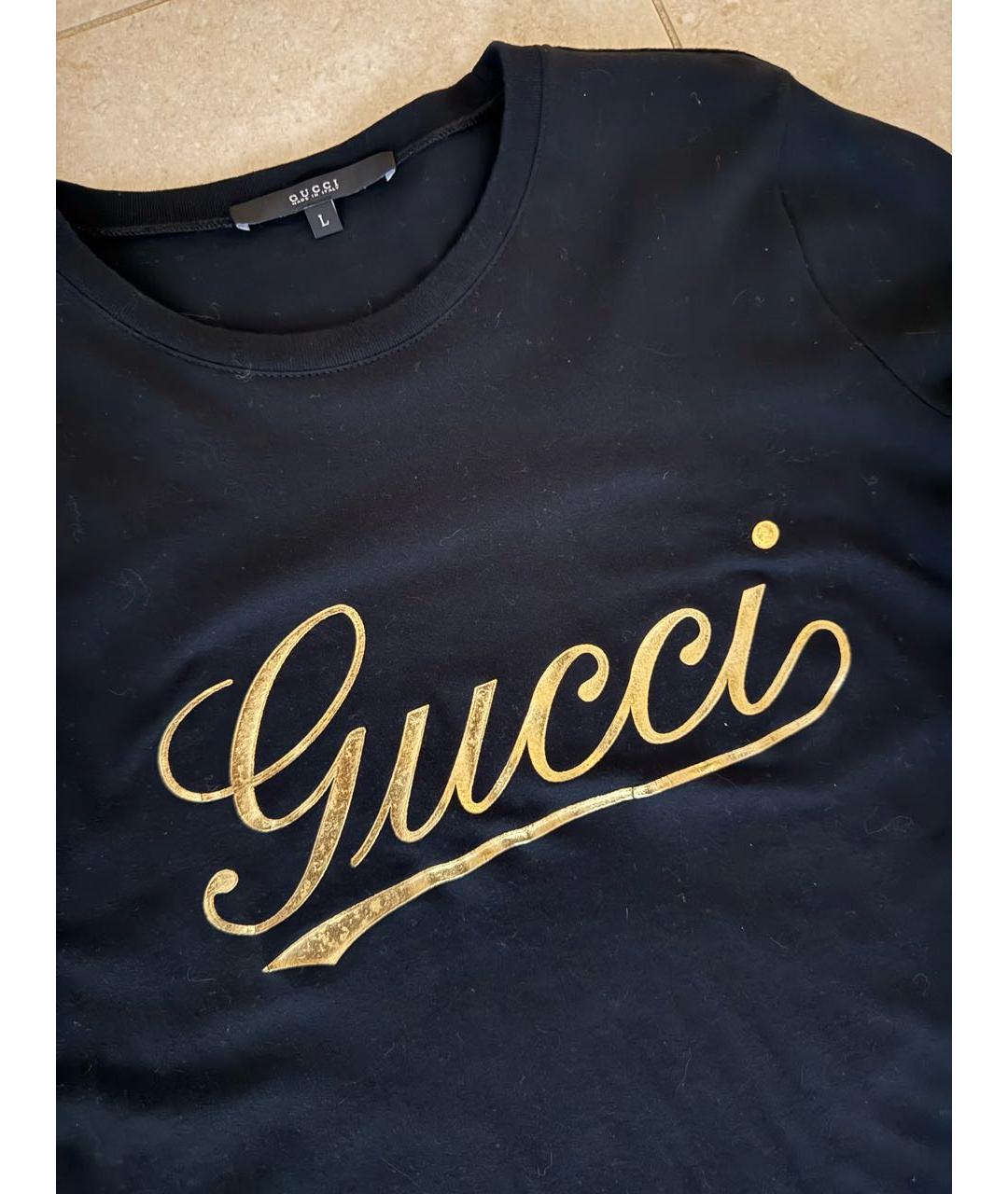 GUCCI Черная хлопковая футболка, фото 5