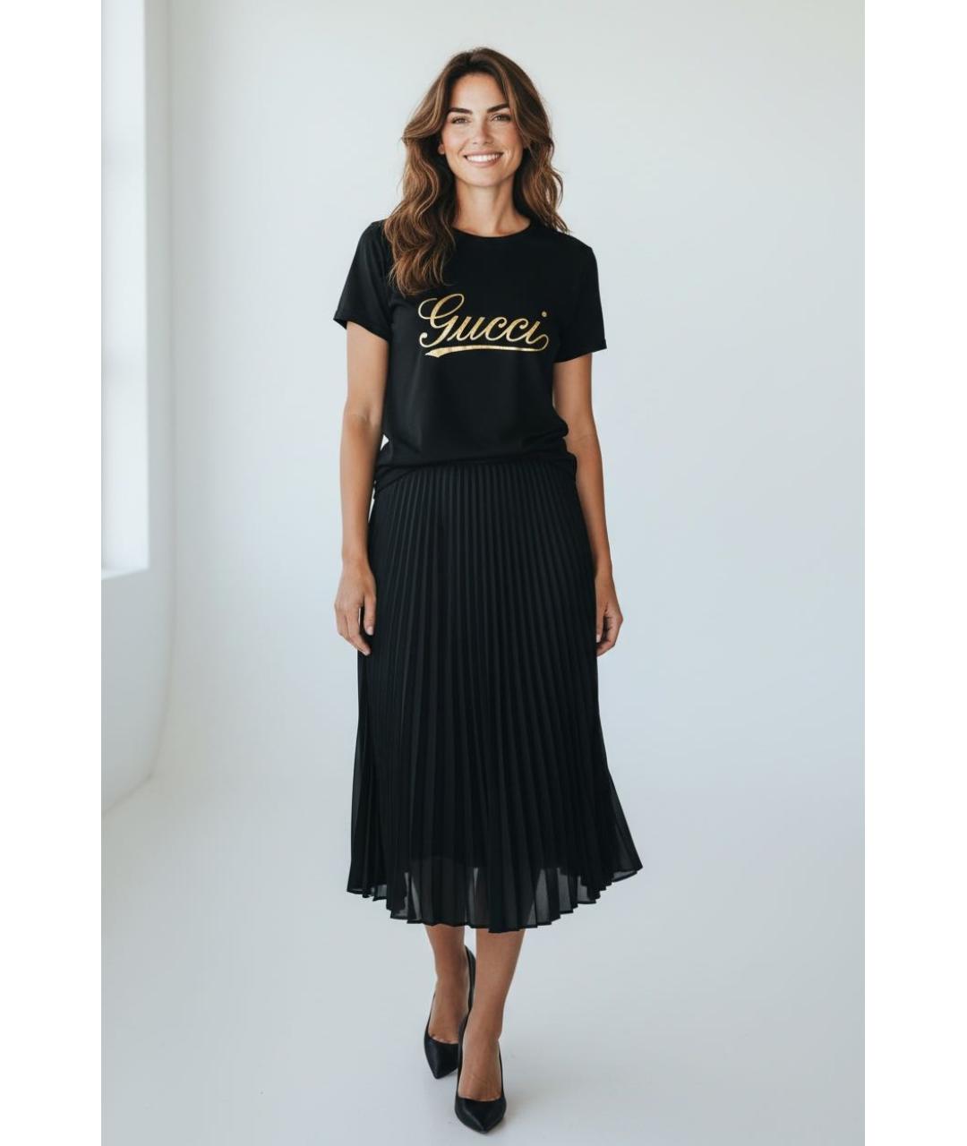 GUCCI Черная хлопковая футболка, фото 8