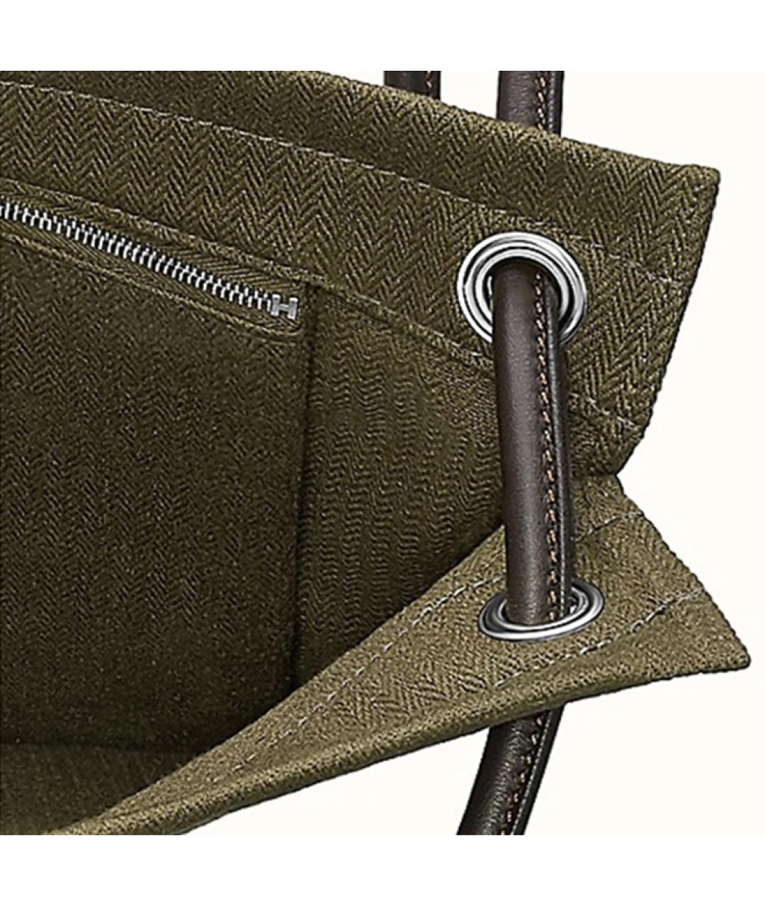 HERMES Хаки хлопковая сумка через плечо, фото 4