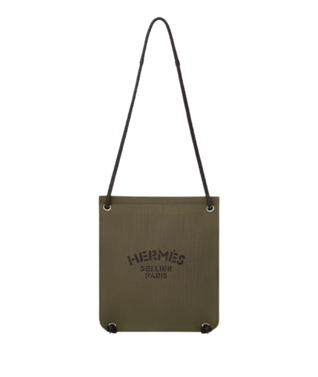 HERMES Хаки хлопковая сумка через плечо, фото 1