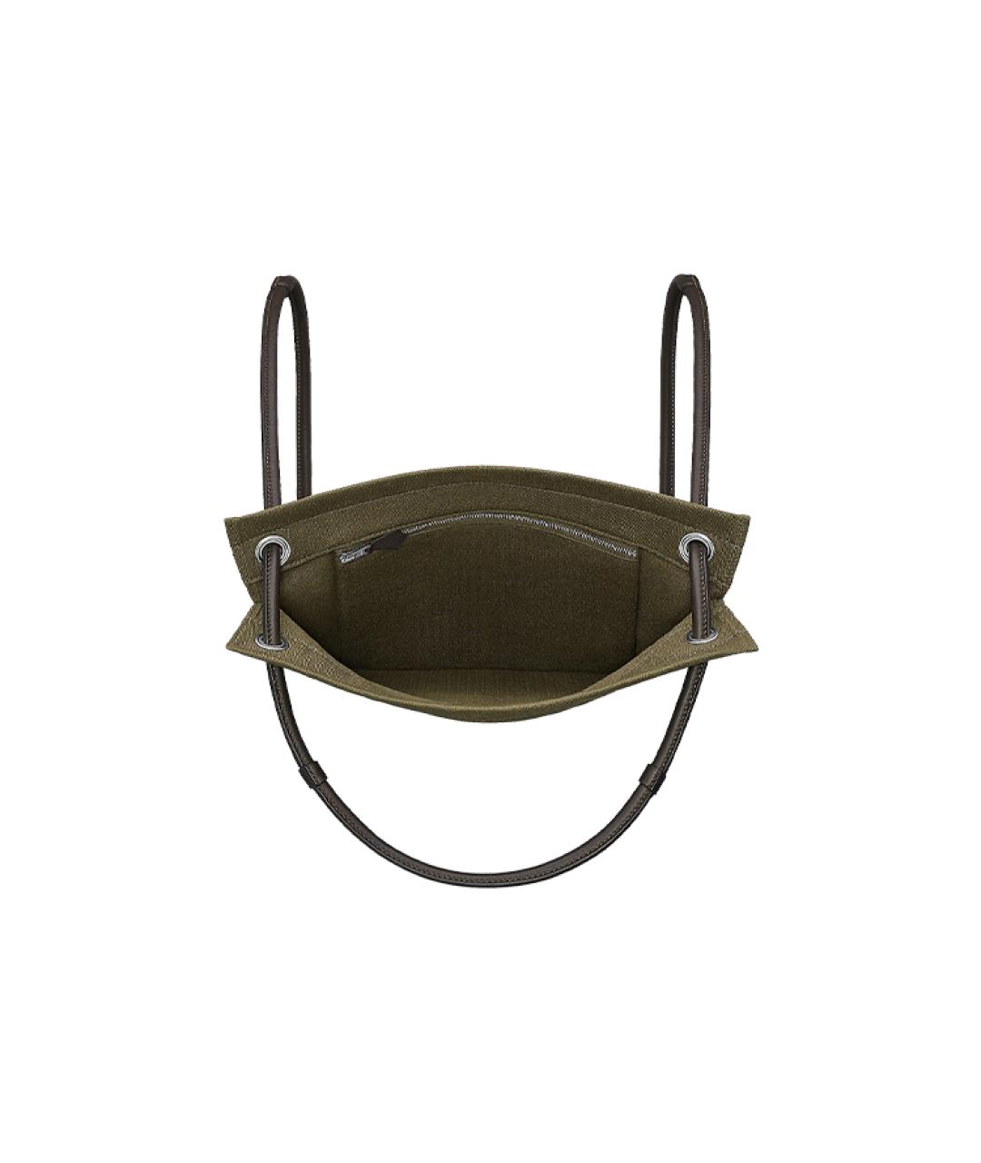 HERMES Хаки хлопковая сумка через плечо, фото 3