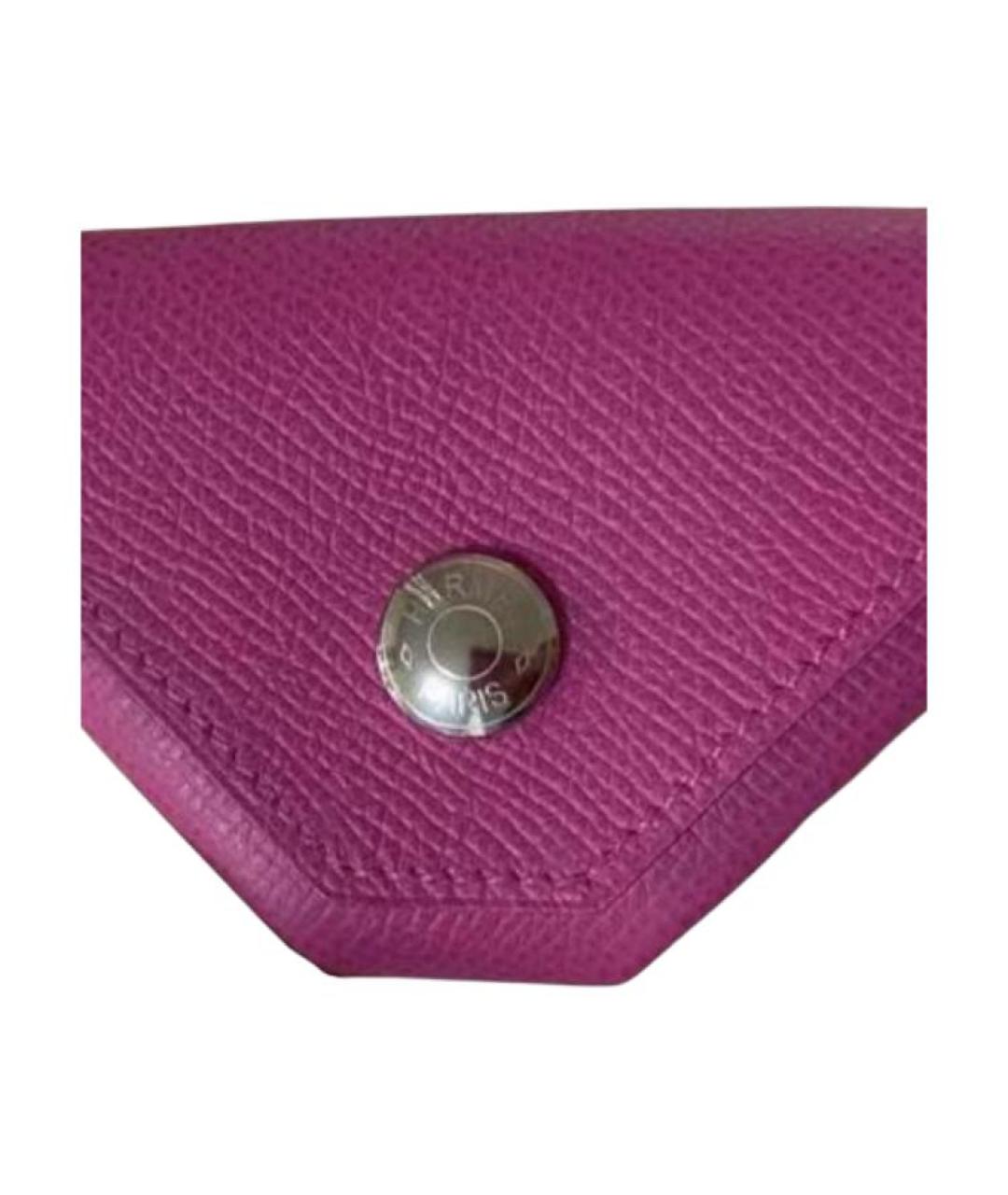 HERMES Розовый кожаный кошелек, фото 3