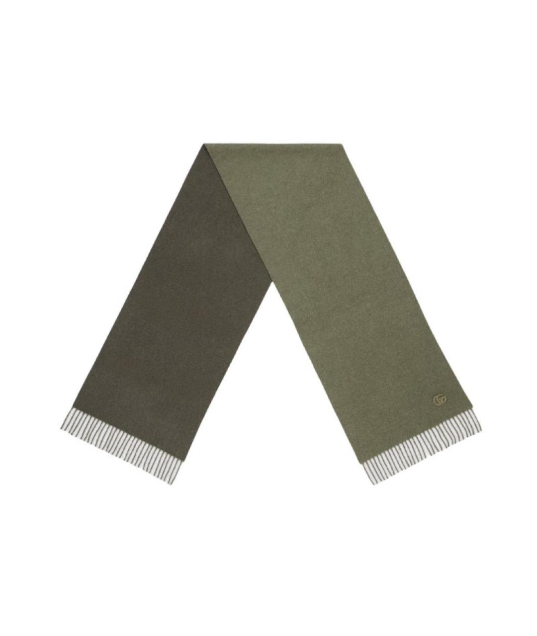 GUCCI Зеленый кашемировый шарф, фото 1