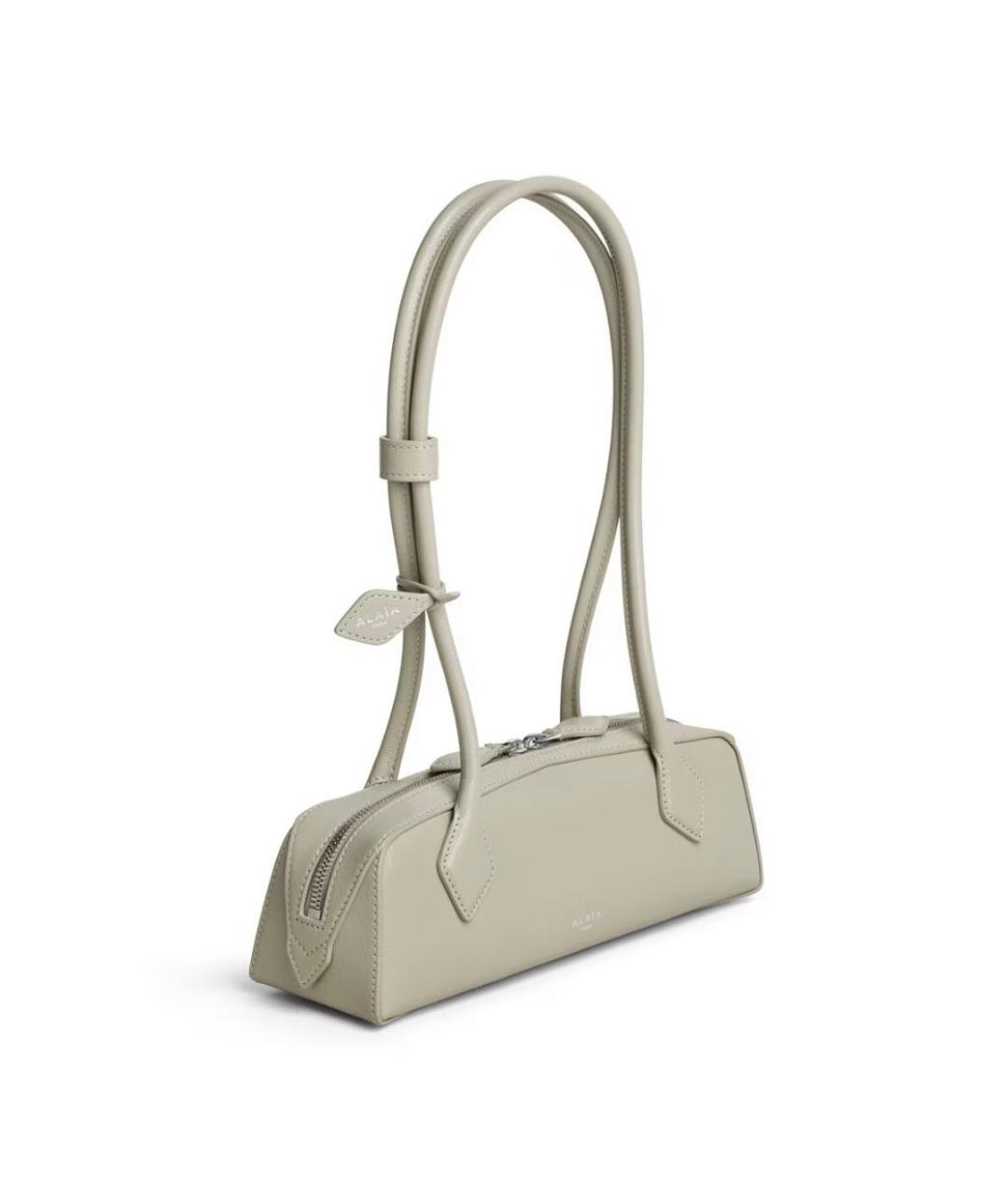 ALAIA Серая кожаная сумка с короткими ручками, фото 2