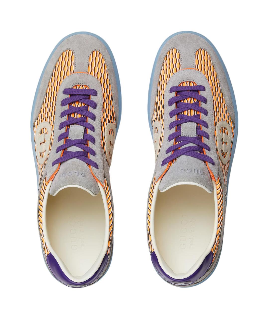 GUCCI Оранжевое замшевые низкие кроссовки / кеды, фото 4