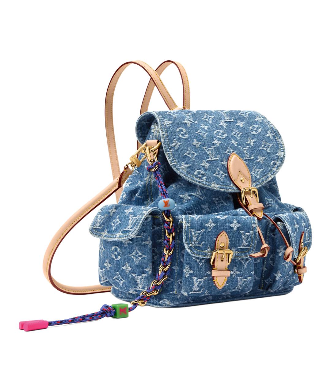 LOUIS VUITTON Синий тканевый рюкзак, фото 2