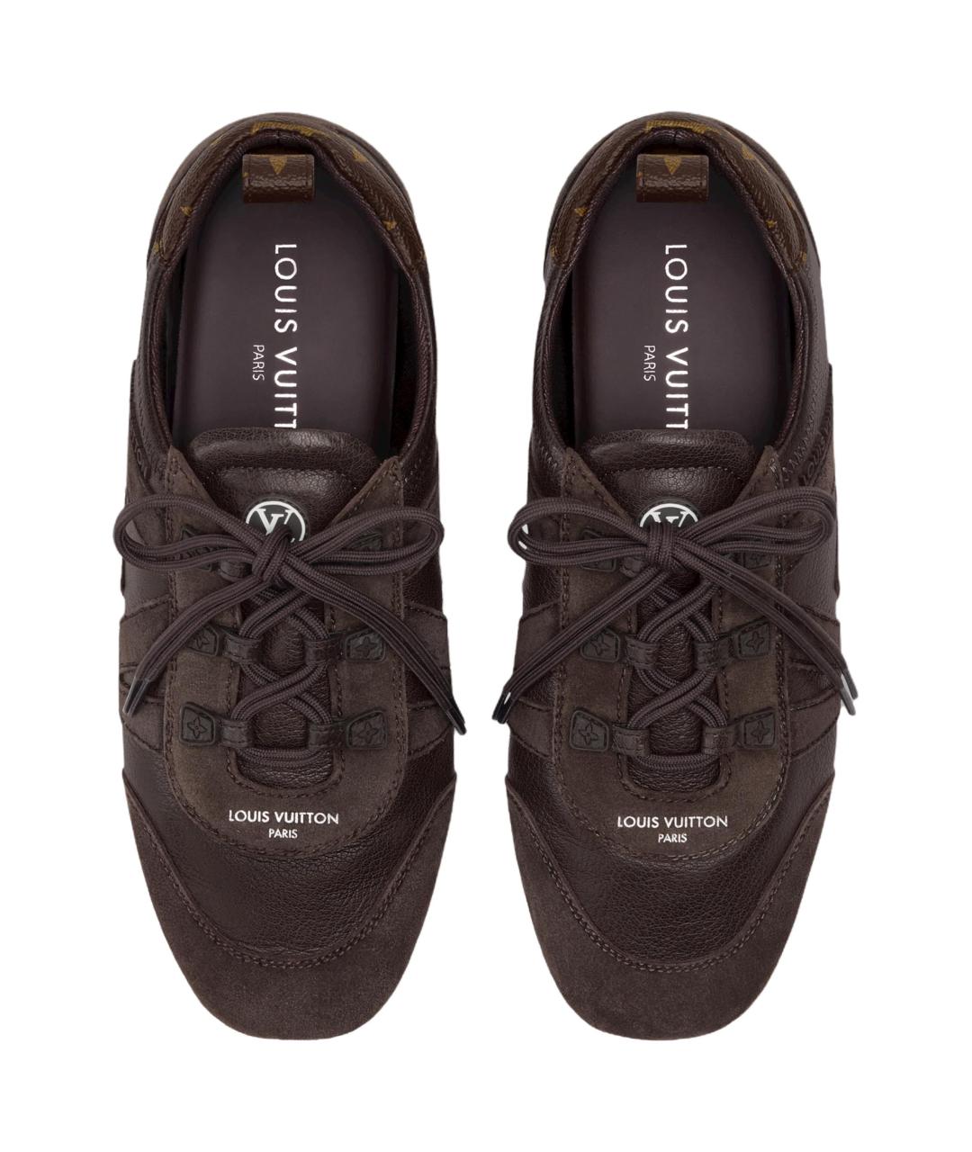 LOUIS VUITTON Коричневые замшевые кроссовки, фото 4