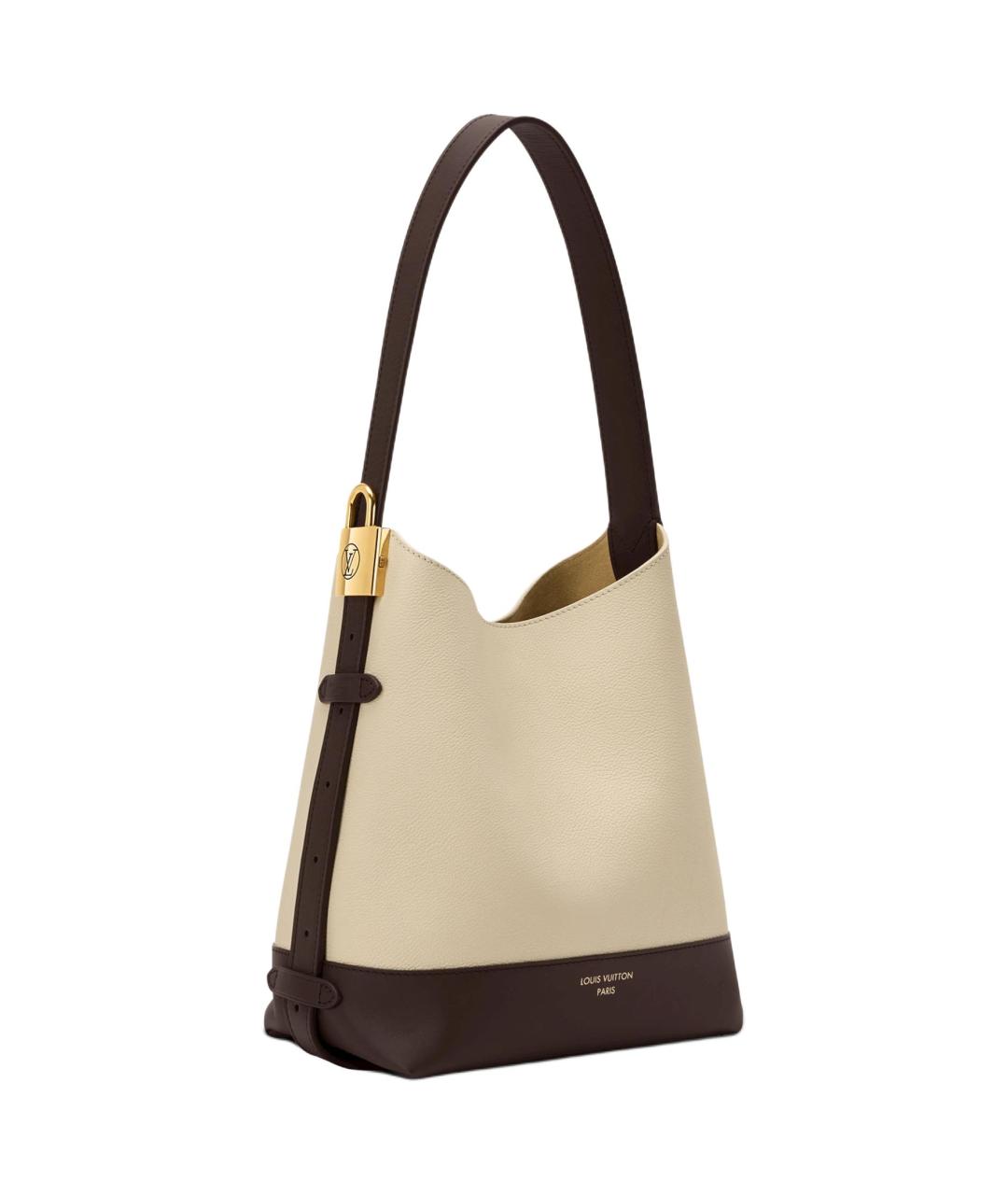 LOUIS VUITTON Бежевая кожаная сумка через плечо, фото 2