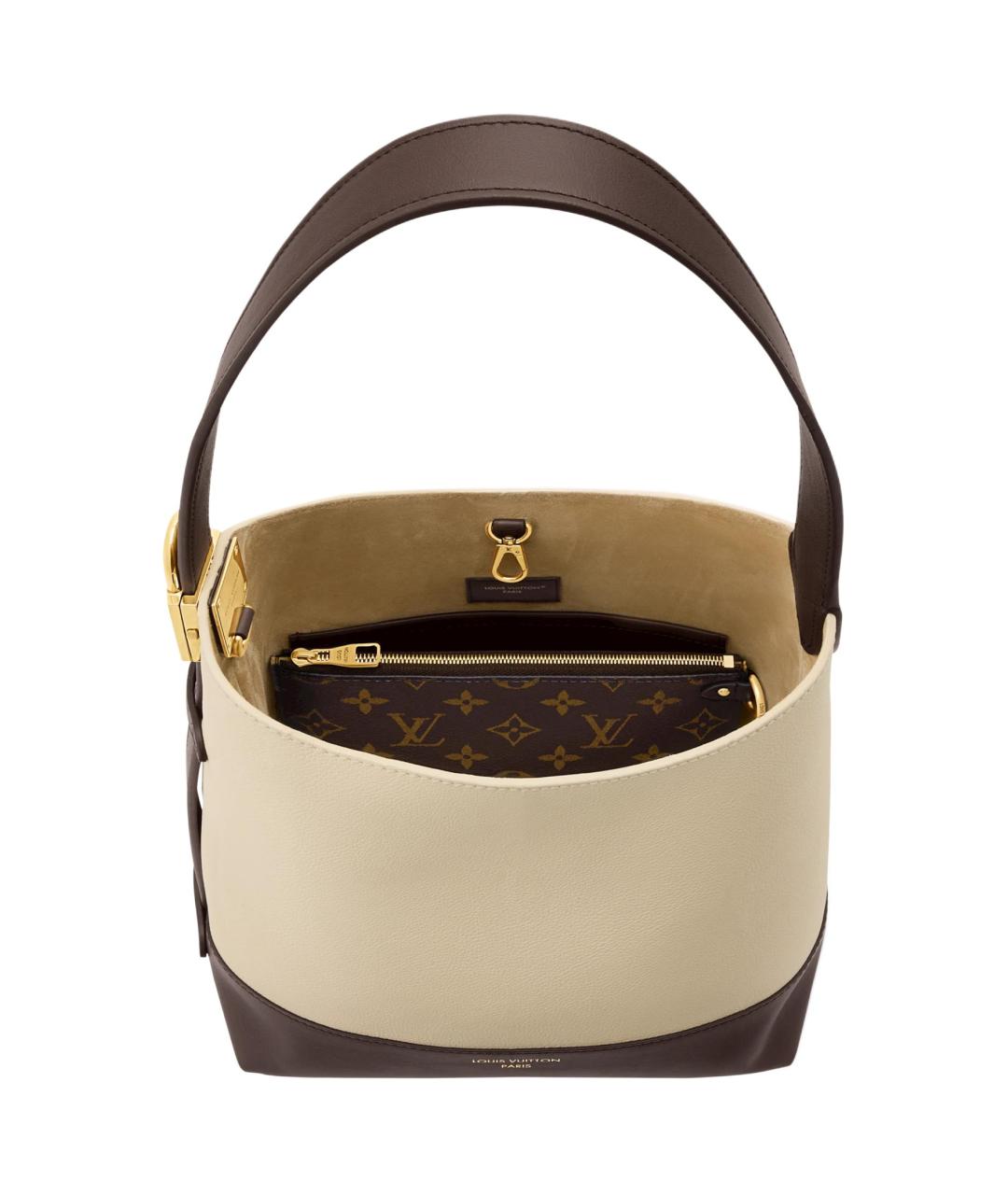 LOUIS VUITTON Бежевая кожаная сумка через плечо, фото 5