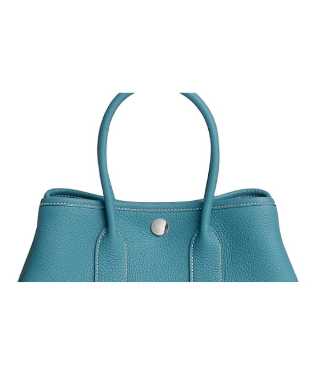 HERMES Голубая кожаная сумка тоут, фото 2