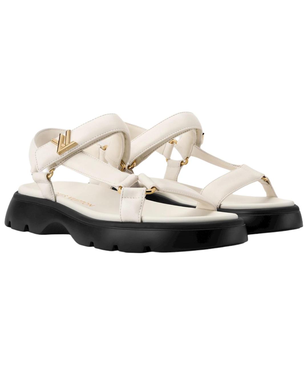 LOUIS VUITTON Белые кожаные сандалии, фото 3