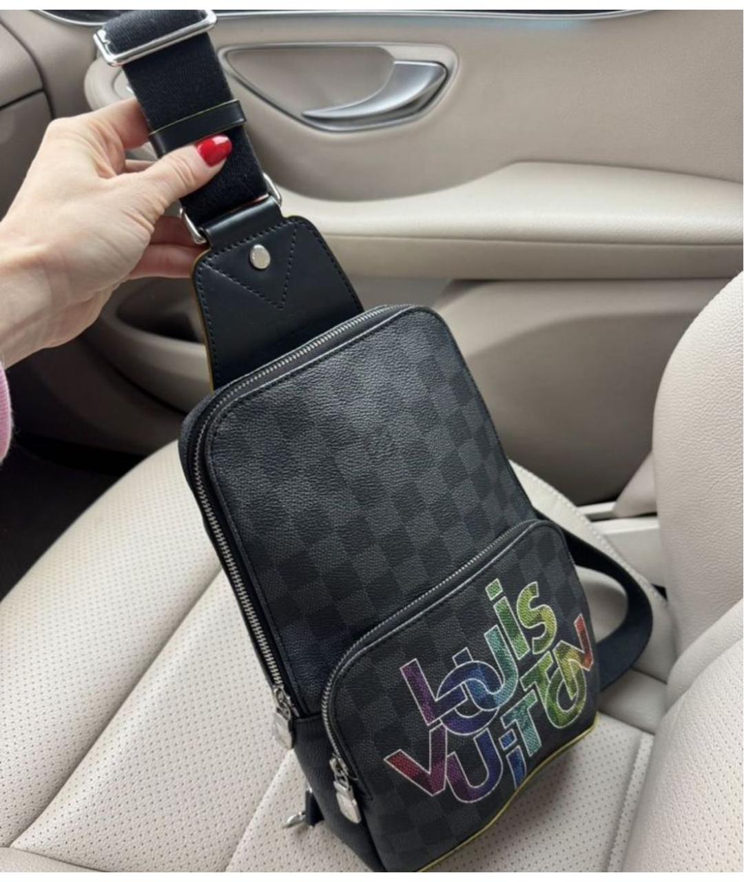 LOUIS VUITTON Антрацитовая сумка через плечо, фото 3