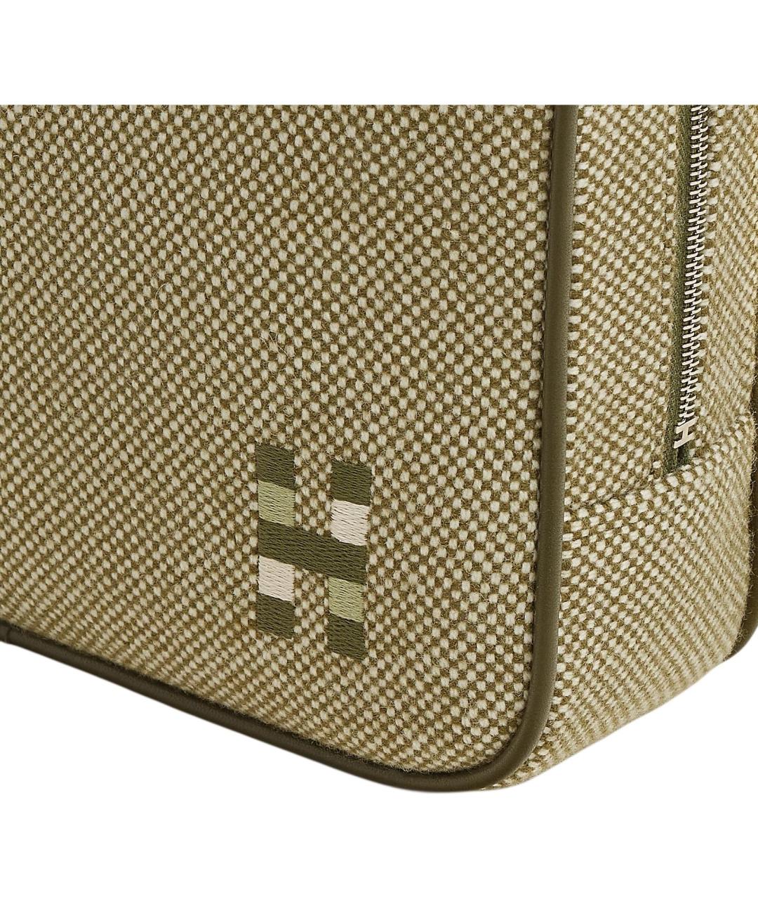 HERMES Зеленая шерстяная косметичка, фото 3