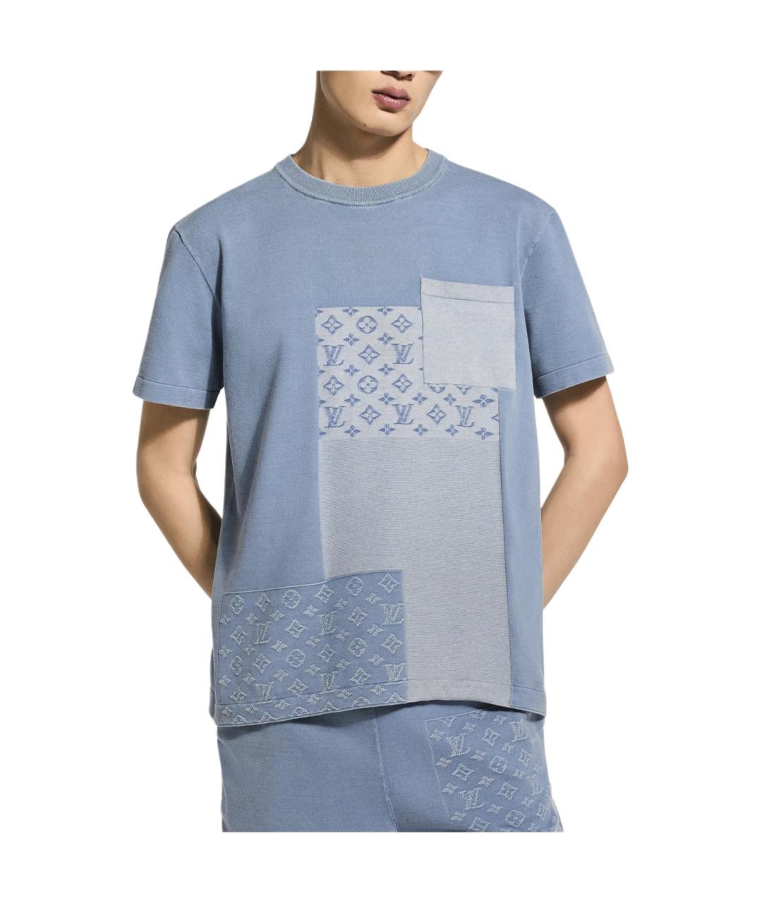 LOUIS VUITTON Синяя хлопковая футболка, фото 2