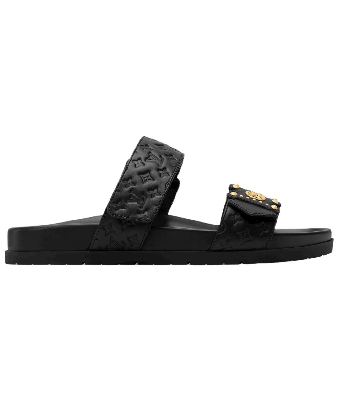 LOUIS VUITTON Черные кожаные сандалии, фото 1
