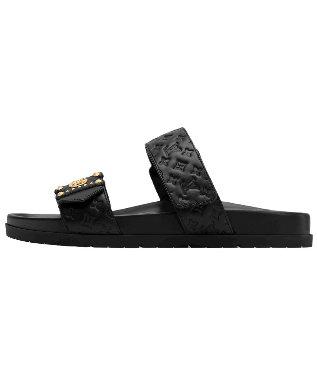 LOUIS VUITTON Черные кожаные сандалии, фото 2