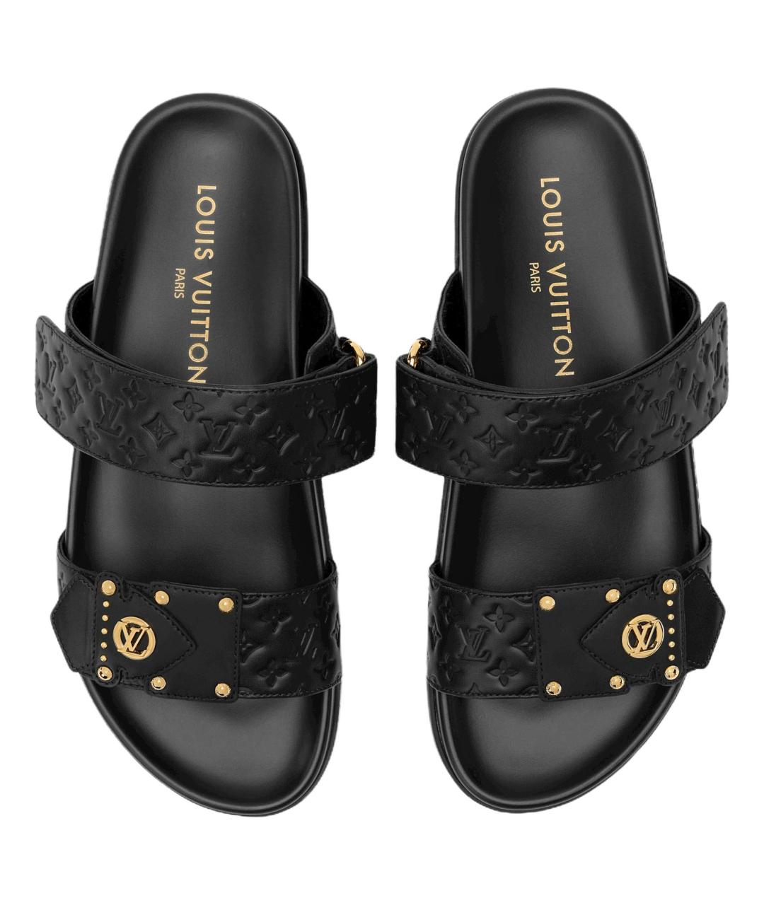 LOUIS VUITTON Черные кожаные сандалии, фото 4