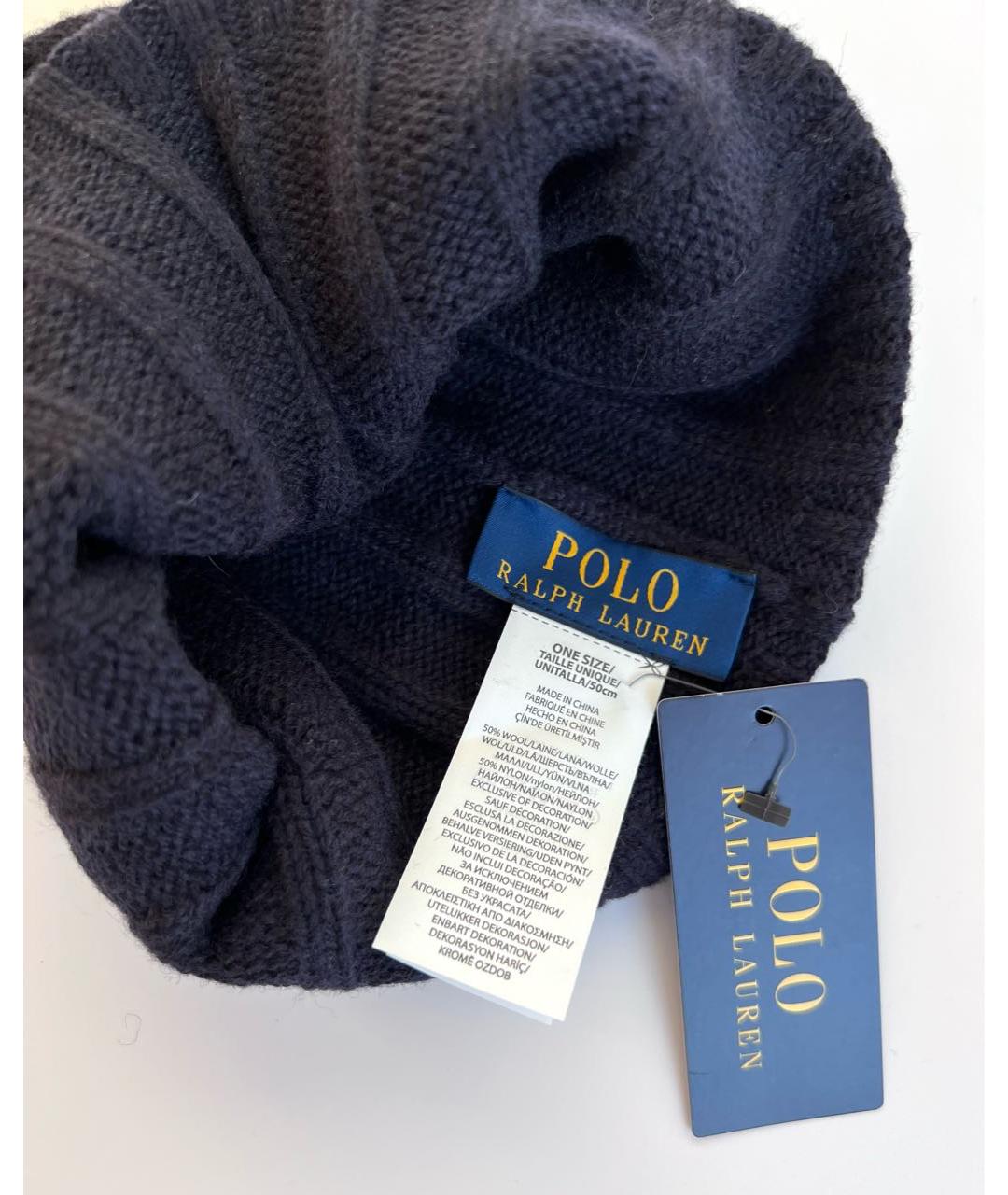 POLO RALPH LAUREN Темно-синяя шерстяная шапка, фото 6