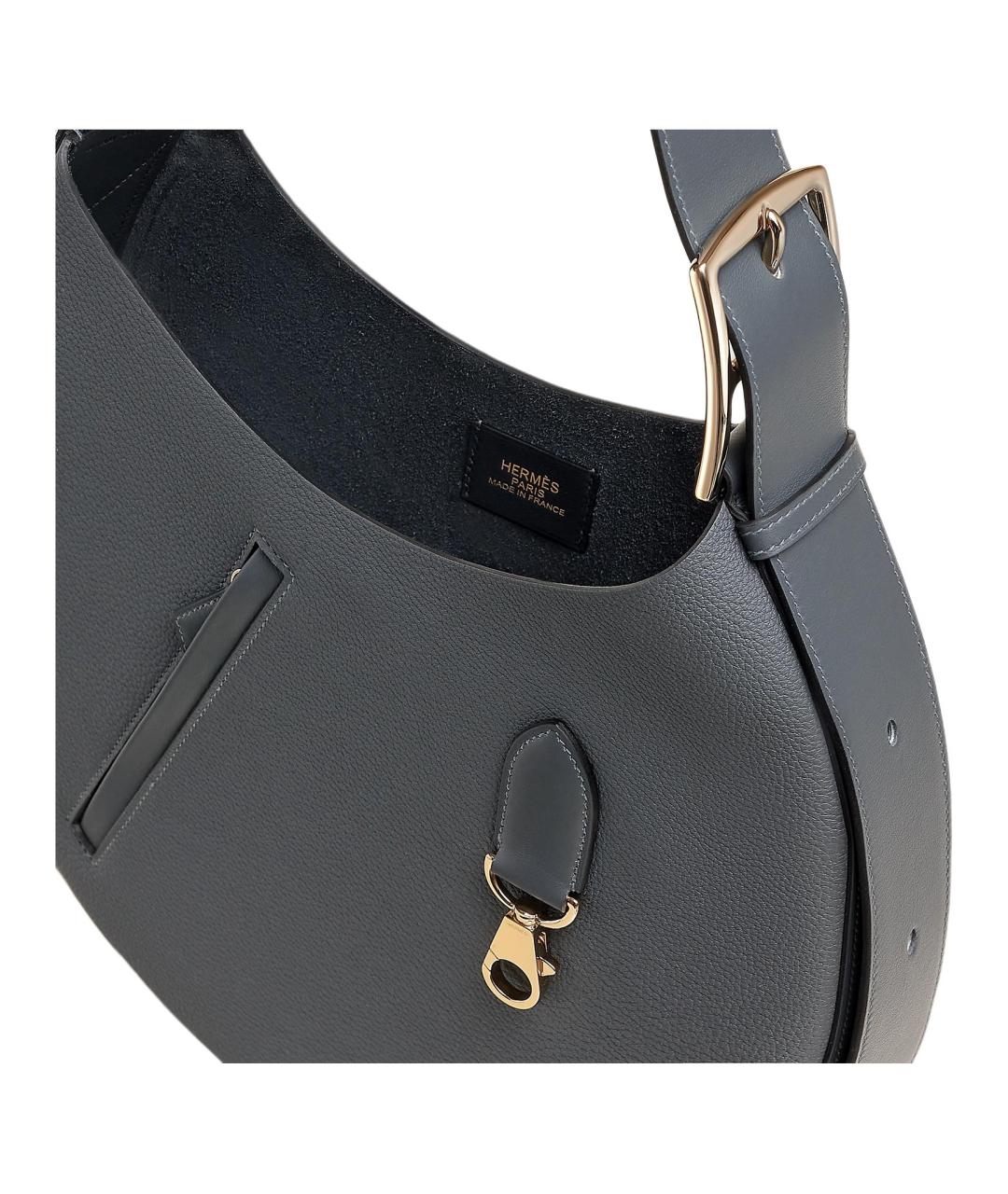 HERMES Серая кожаная сумка через плечо, фото 4