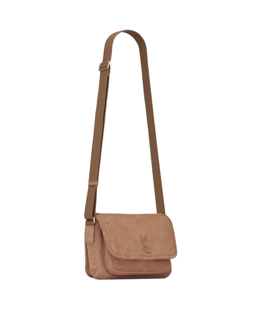 SAINT LAURENT Коричневая кожаная сумка через плечо, фото 2