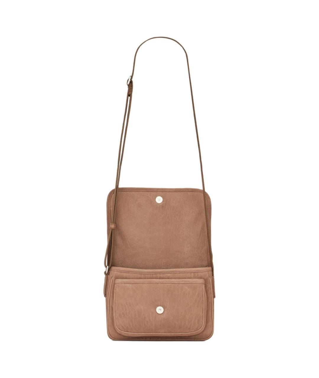 SAINT LAURENT Коричневая кожаная сумка через плечо, фото 5