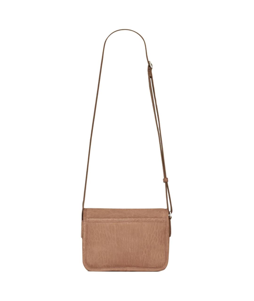 SAINT LAURENT Коричневая кожаная сумка через плечо, фото 4