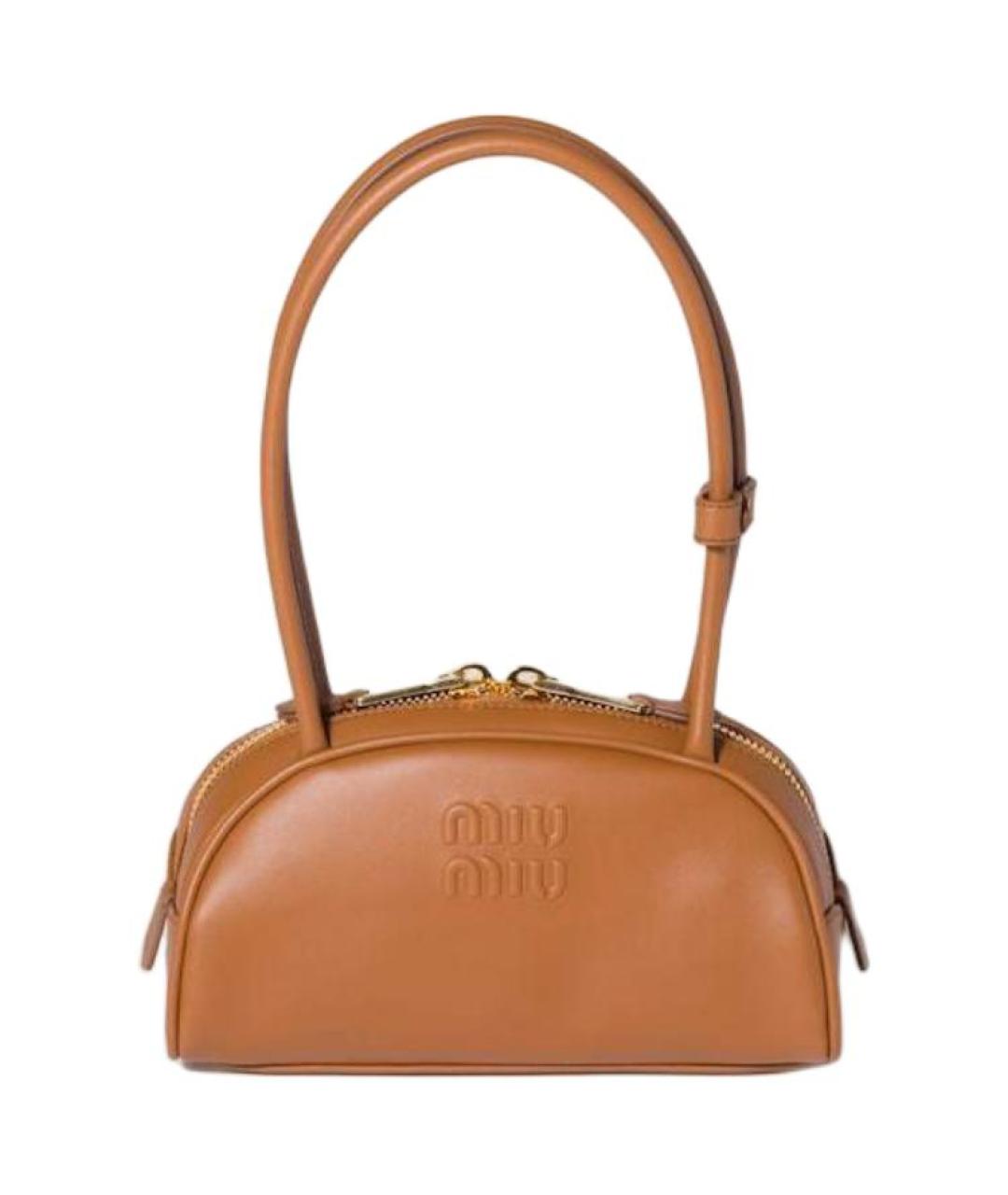 MIU MIU Коричневая кожаная сумка через плечо, фото 1