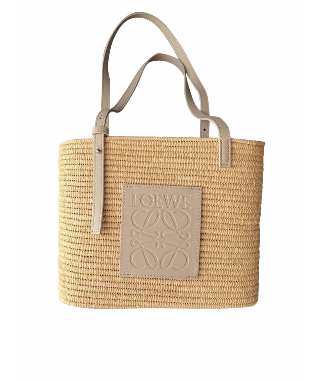 LOEWE Бежевая пелетеная пляжная сумка, фото 1
