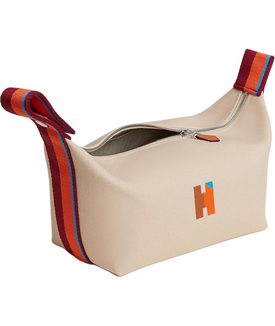 HERMES Бежевая хлопковая косметичка, фото 2