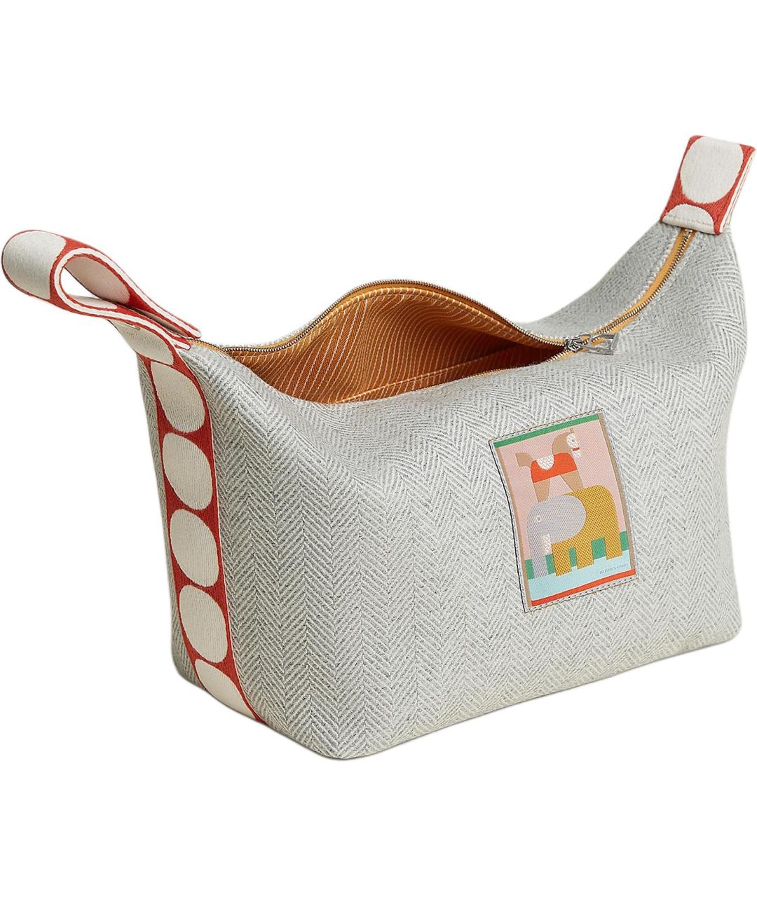 HERMES Серая шерстяная косметичка, фото 2