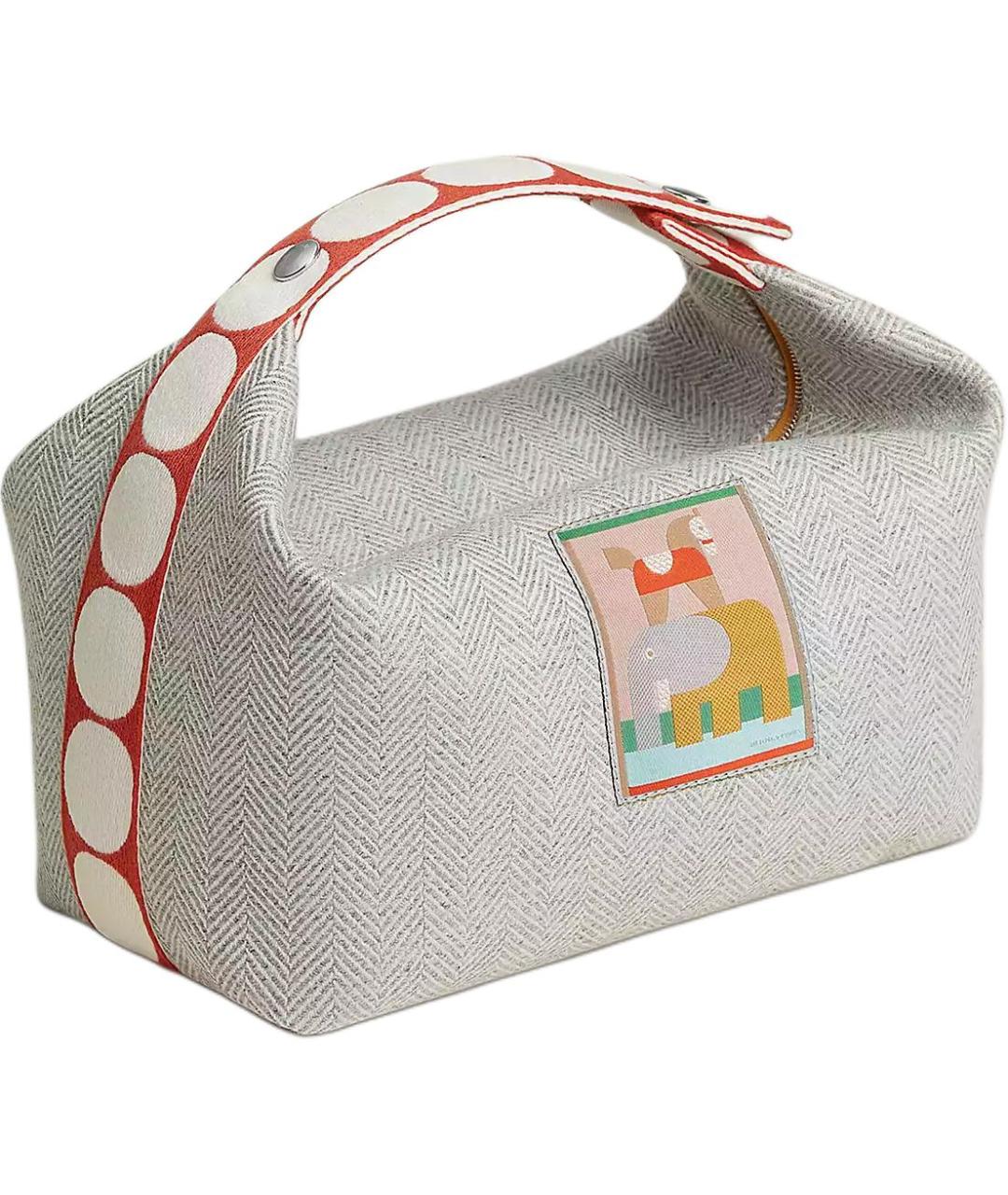 HERMES Серая шерстяная косметичка, фото 1