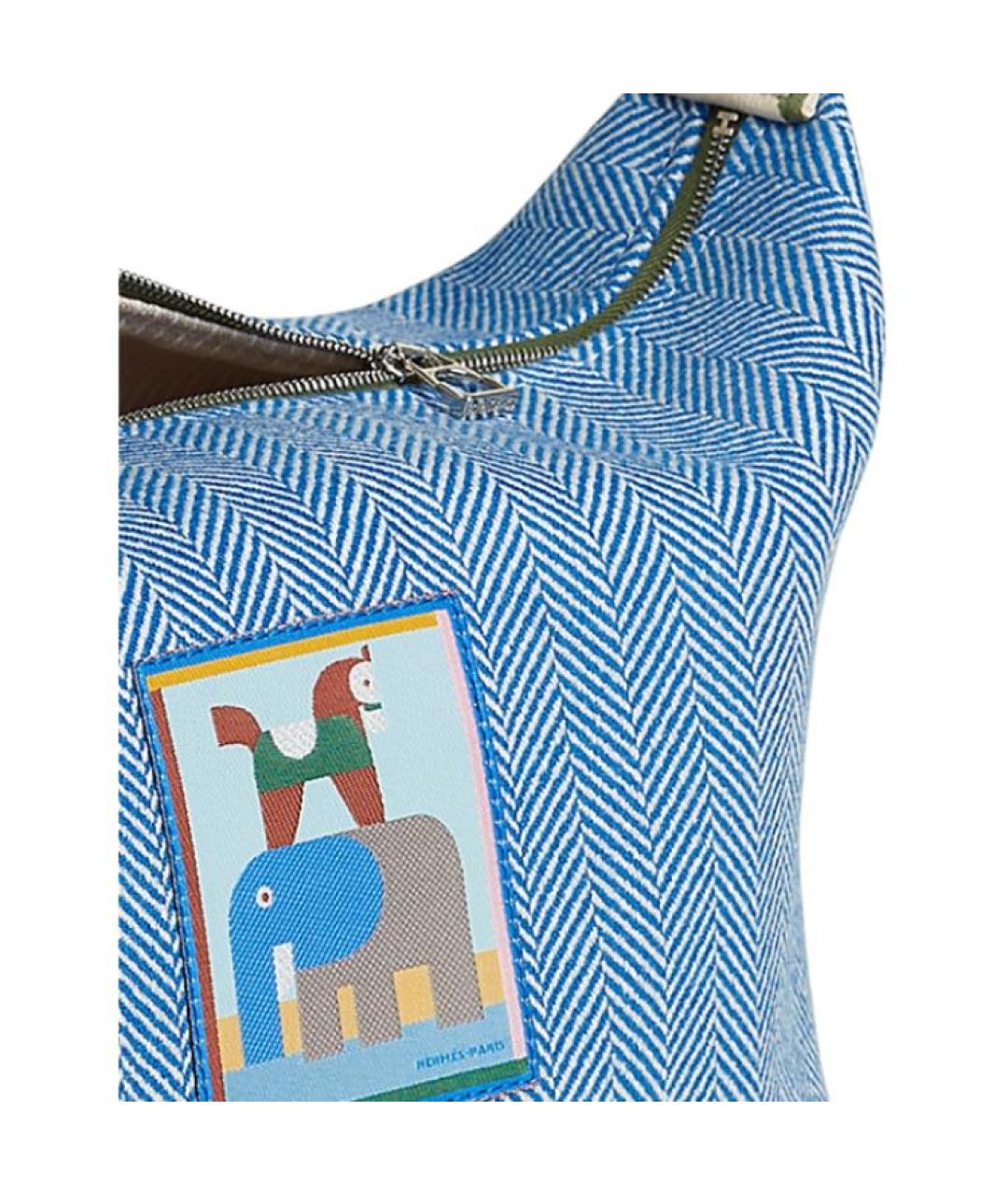 HERMES Голубая шерстяная косметичка, фото 3