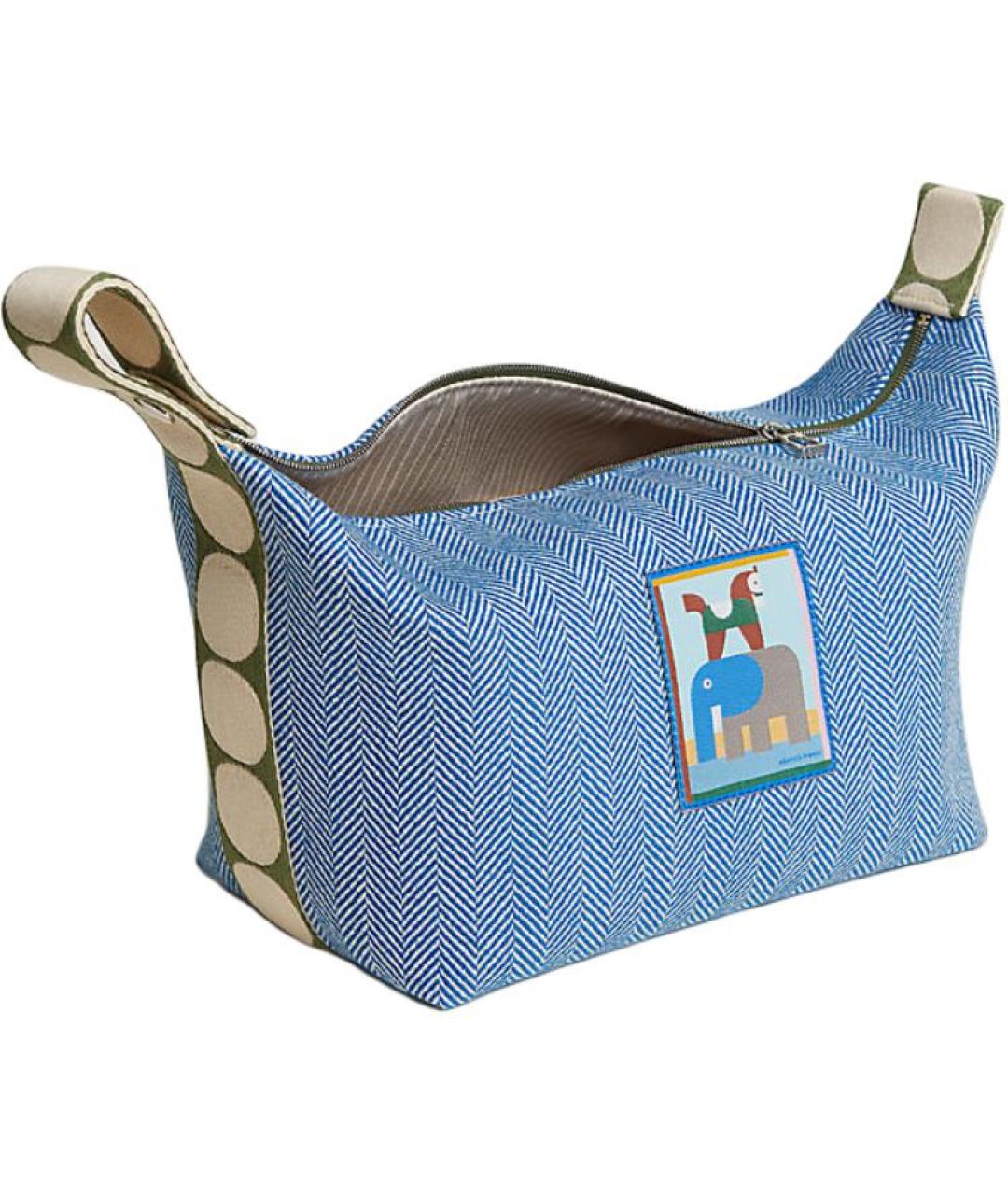 HERMES Голубая шерстяная косметичка, фото 2