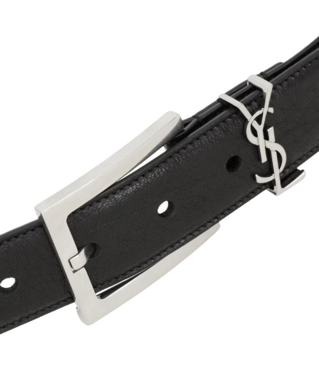 SAINT LAURENT Черный кожаный ремень, фото 3