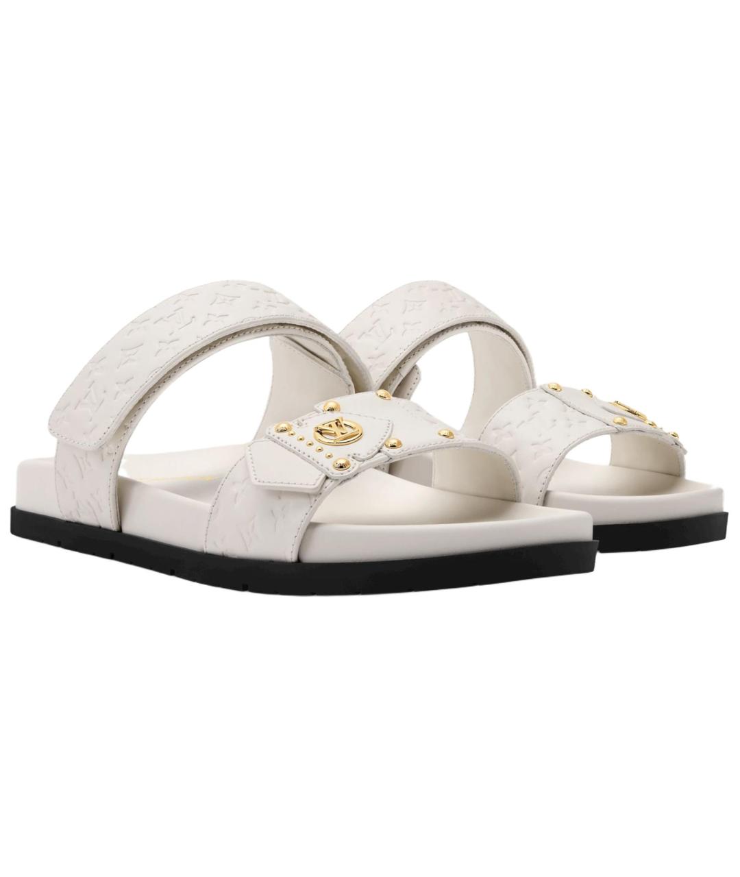 LOUIS VUITTON Белые кожаные сандалии, фото 3
