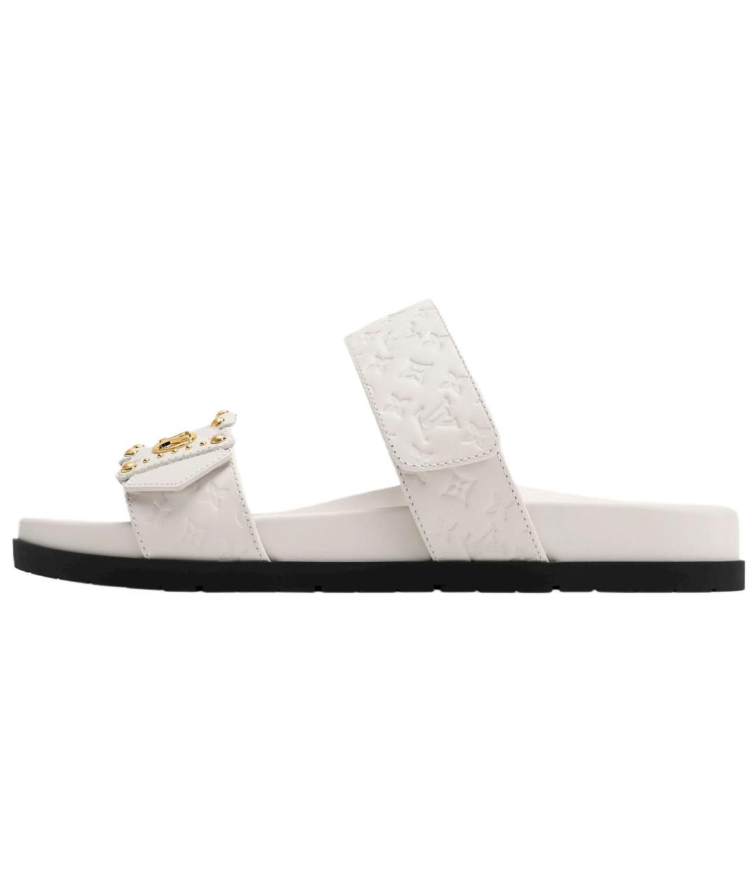 LOUIS VUITTON Белые кожаные сандалии, фото 2