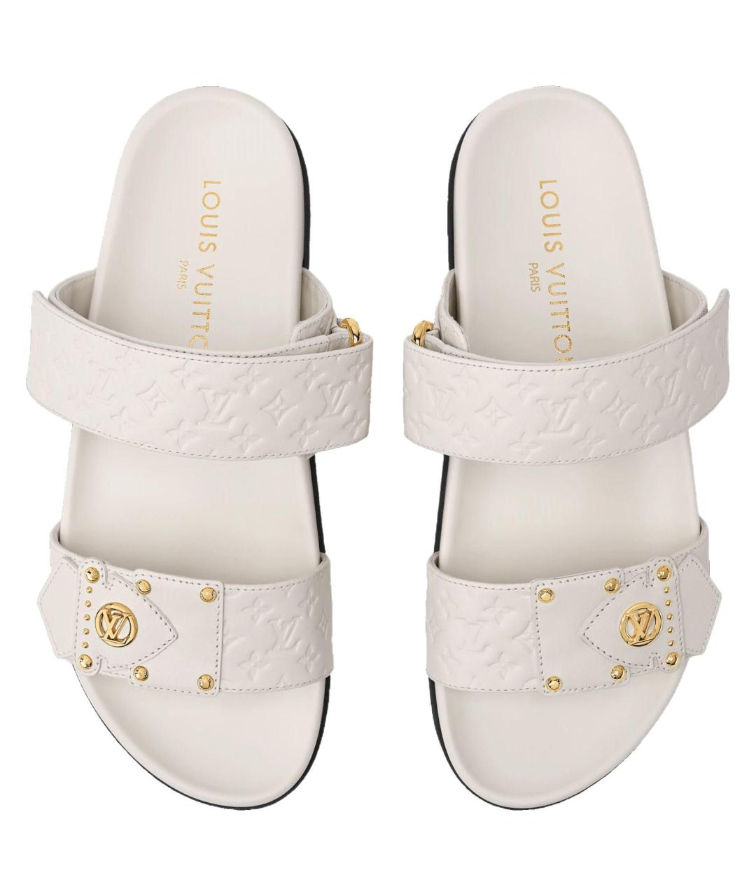 LOUIS VUITTON Белые кожаные сандалии, фото 4