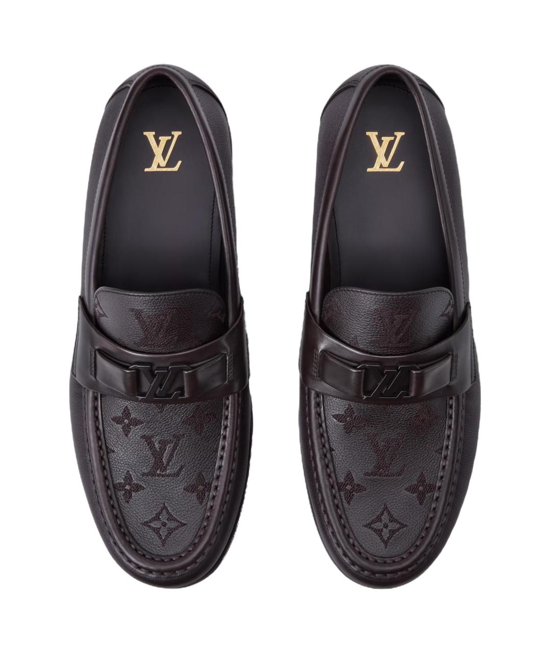 LOUIS VUITTON Коричневые кожаные лоферы, фото 4